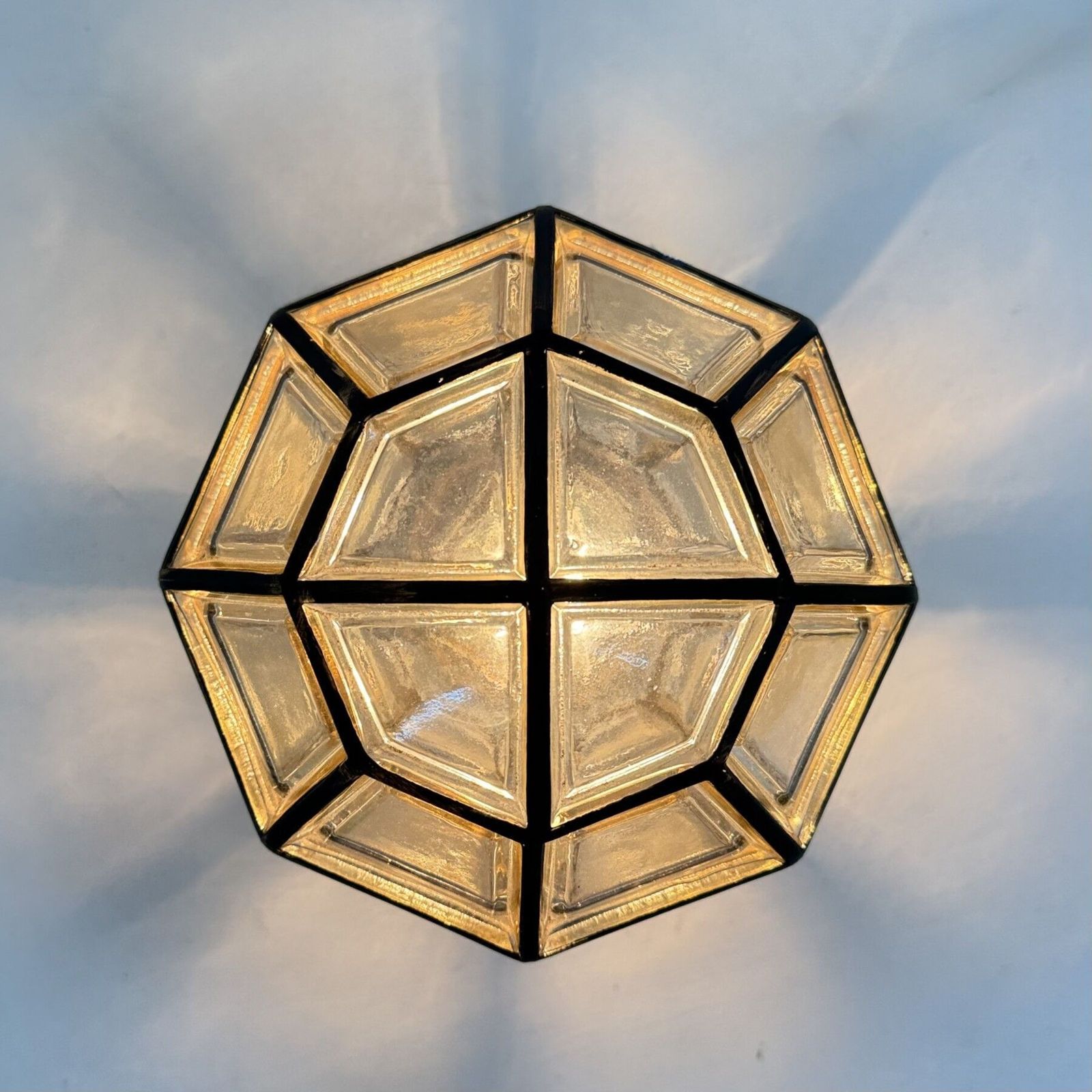 1 van 2 Limburg Glashütte glazen plafondlamp, opbouwmodel, jaren 1970 photo vinterior