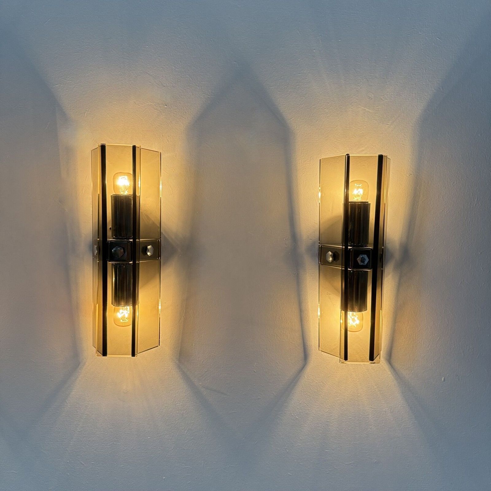 Set Of 3 Veca Glass Wall Lamp / Sconce , 1970s Italy photo vinterior