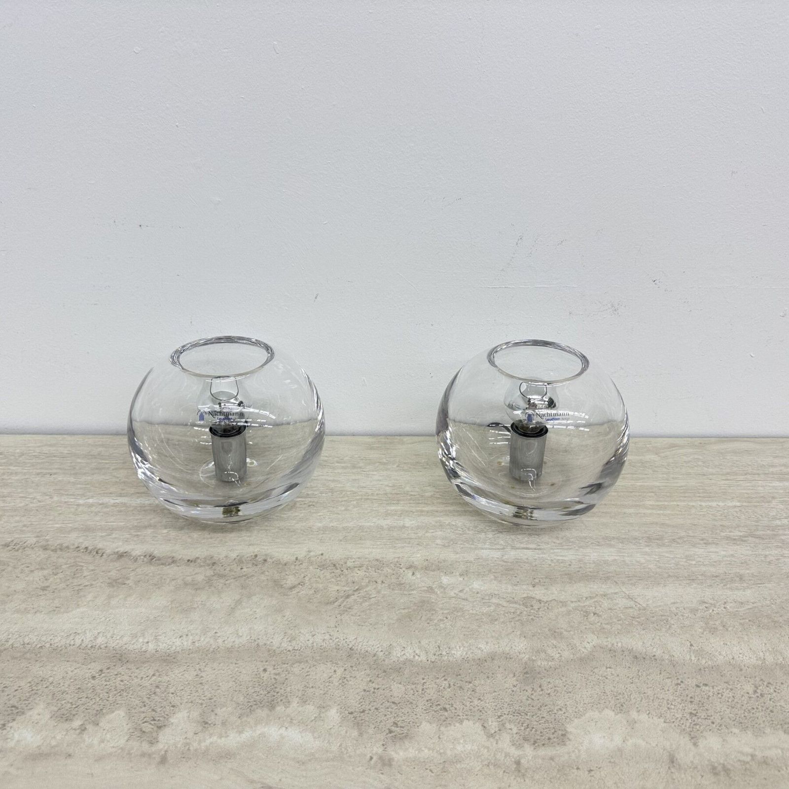 photo furniture Pair Of Nachtmann Leuchten Design Sphere Crystal Table Lamps , 1970s