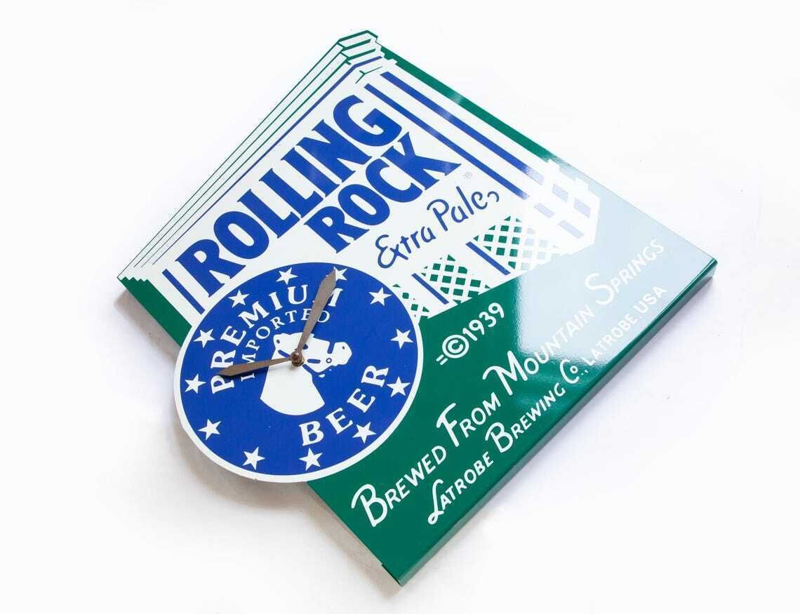 XL Vintage Rolling Rock Beer Promo Klok Wandklok Extra Pale USA Reclame 70s 80s Groot photo furniture