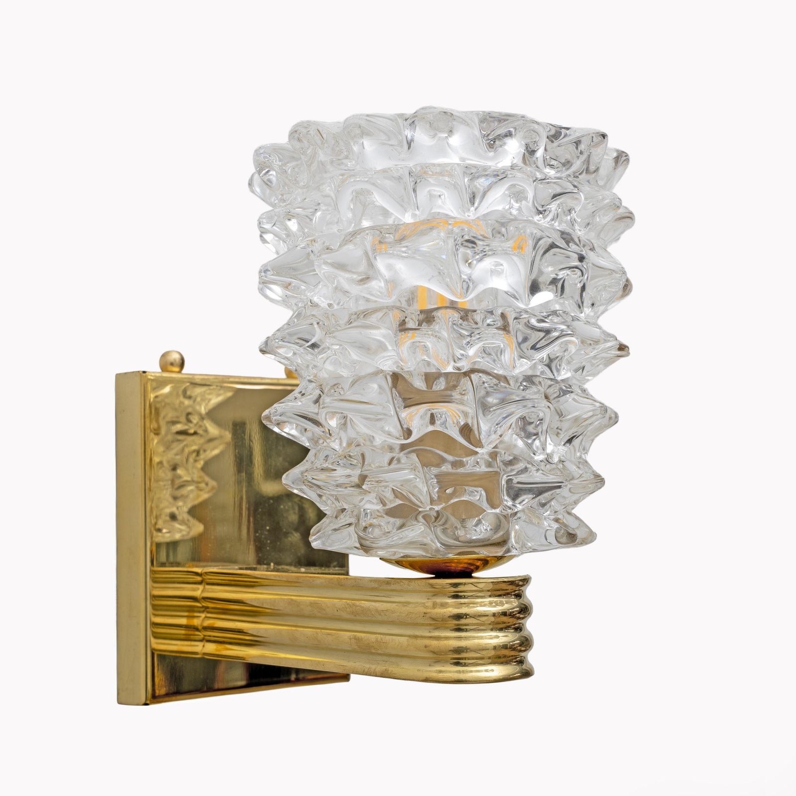 Barovier & Toso Art Deco stijl messing en Rostrato Murano glas wandlampen, paar photo furniture