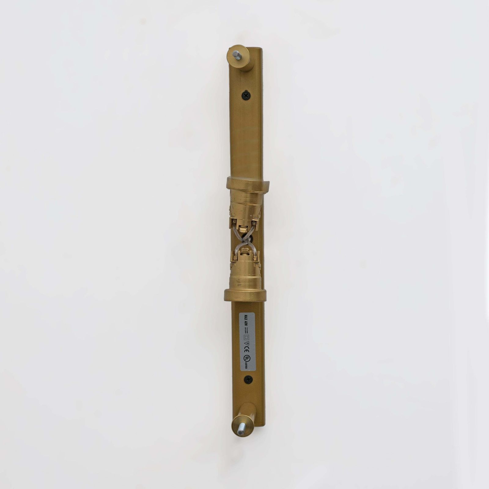 photo for sale Paar moderne Italiaanse wandlampen van messing en gerookt Murano-glas