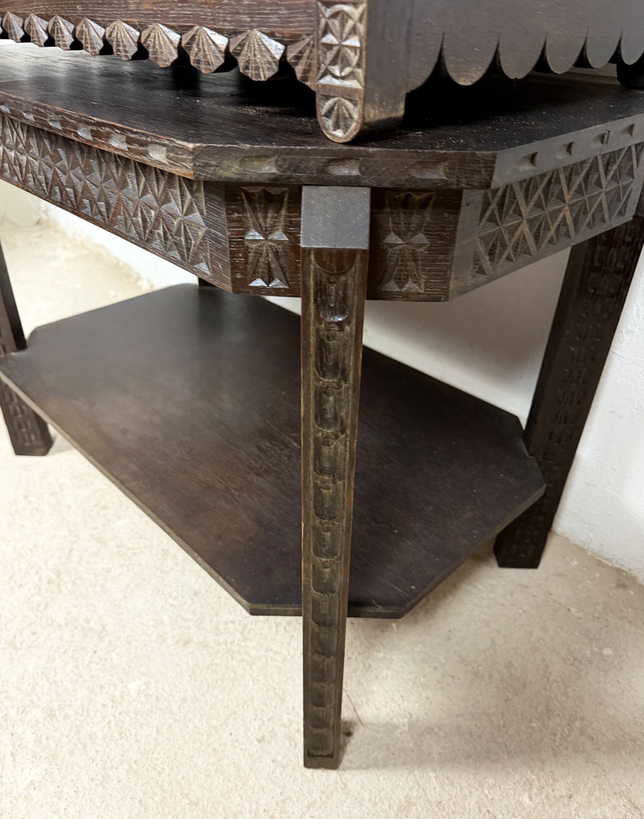 Spanish Carved Oak Bargueño On Stand, 20th Century photo buy