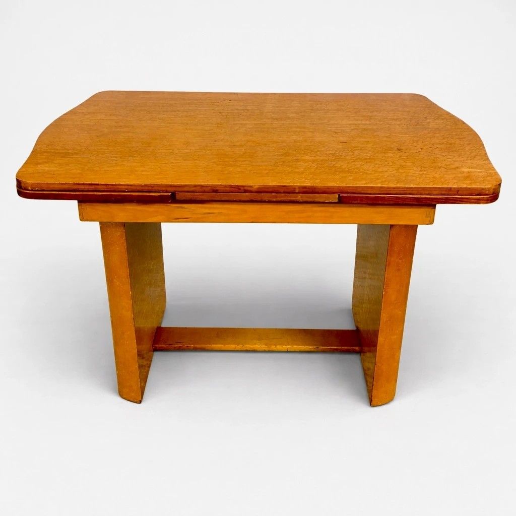Art Deco Bird’s Eye Maple Draw Leaf Extending Dining Table photo 795.0