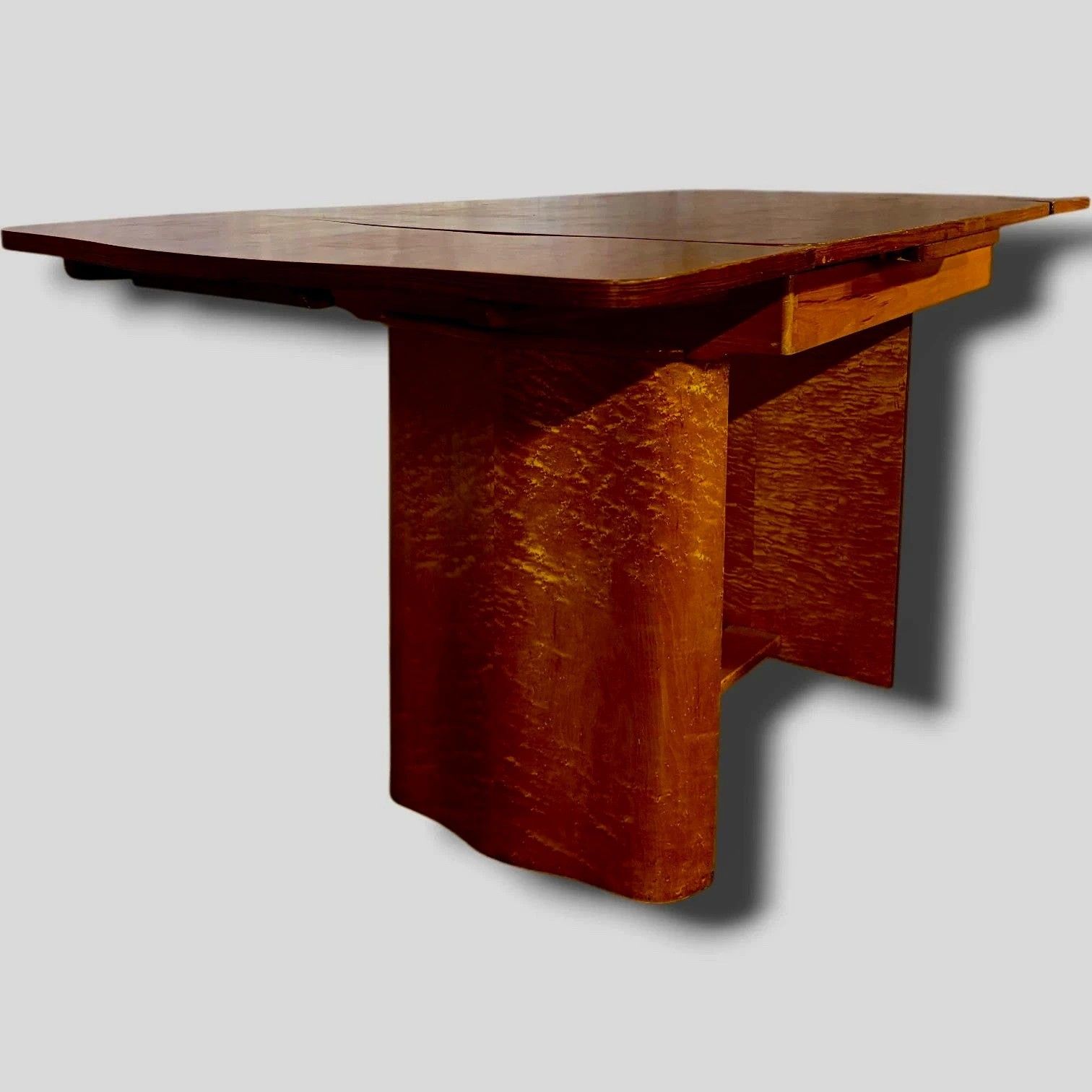 Art Deco Bird’s Eye Maple Draw Leaf Extending Dining Table photo vintage