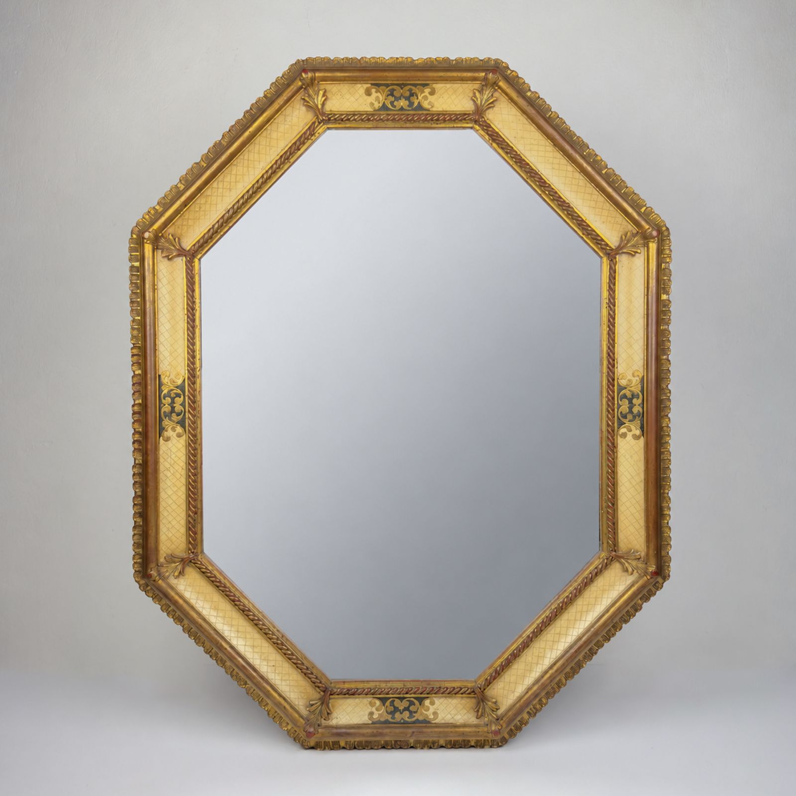 Vintage grote houten wandspiegel, Italië jaren 1930
