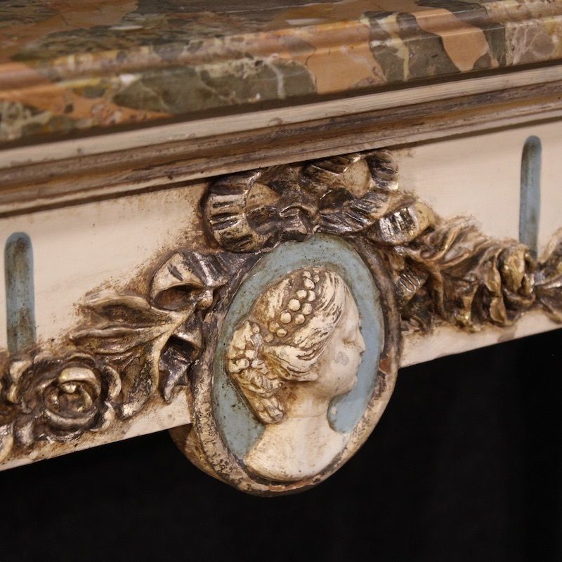 Meubels Italiaanse gelakte Louis XVI-stijl console met marmeren blad photo