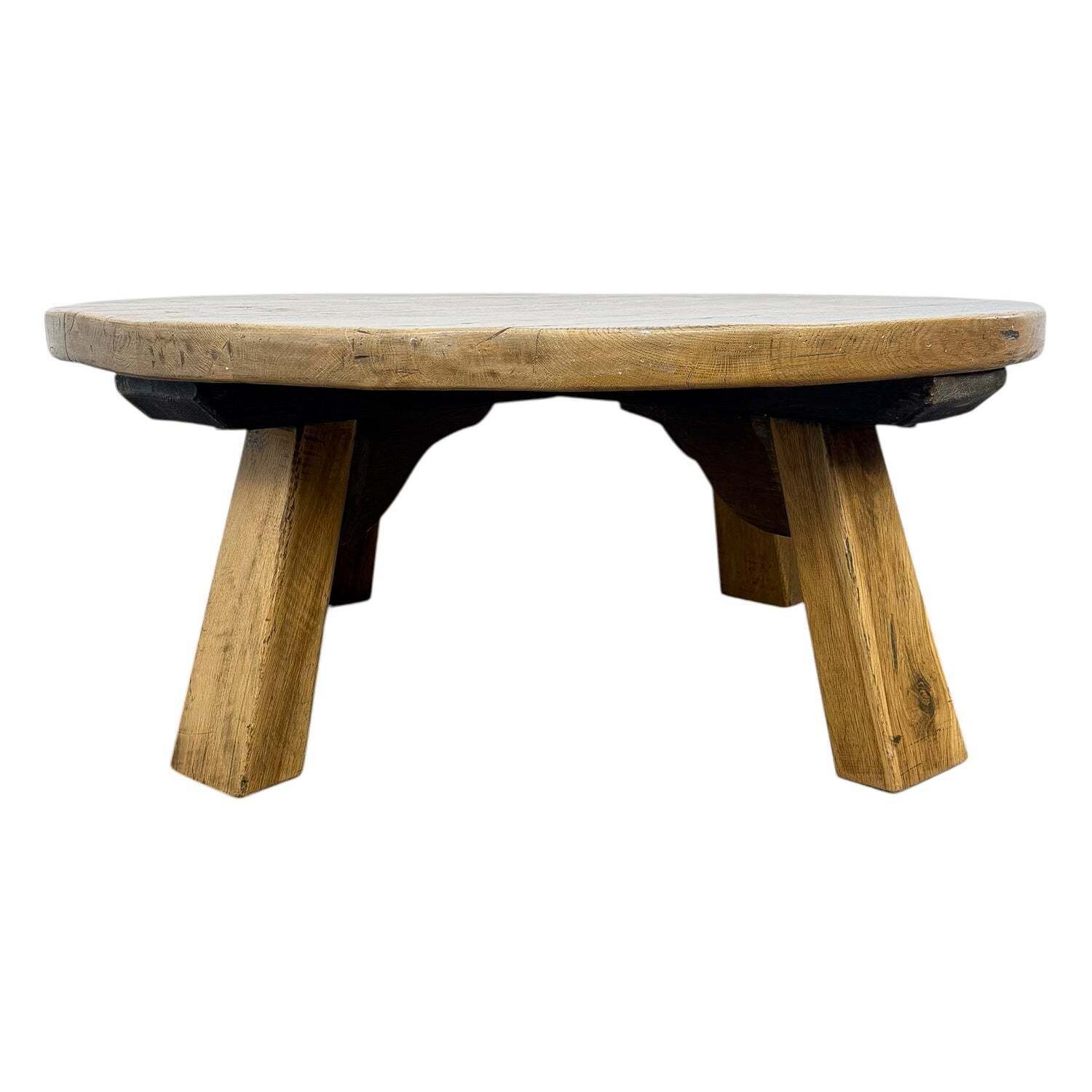 Vintage Brutalist Ronde Eiken Salontafel photo furniture