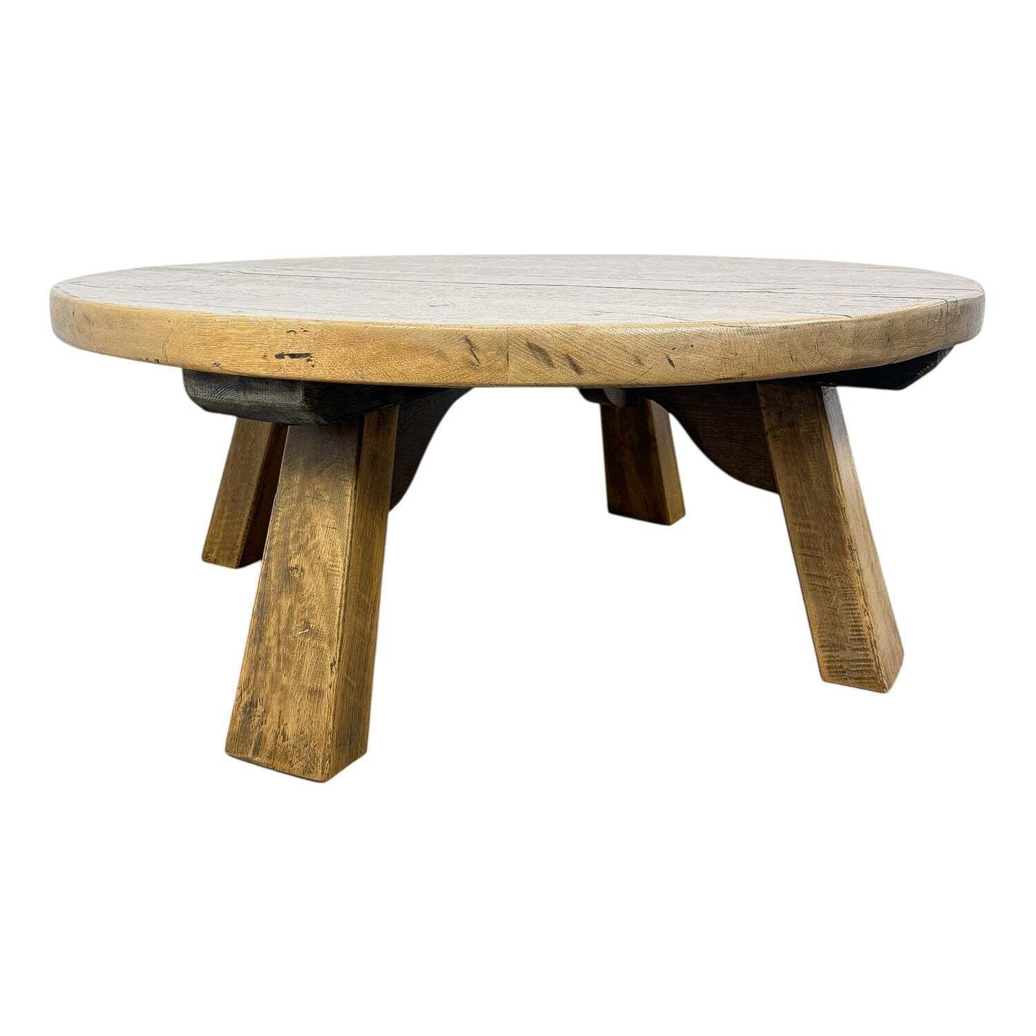 Vintage Brutalist Ronde Eiken Salontafel photo vinterior
