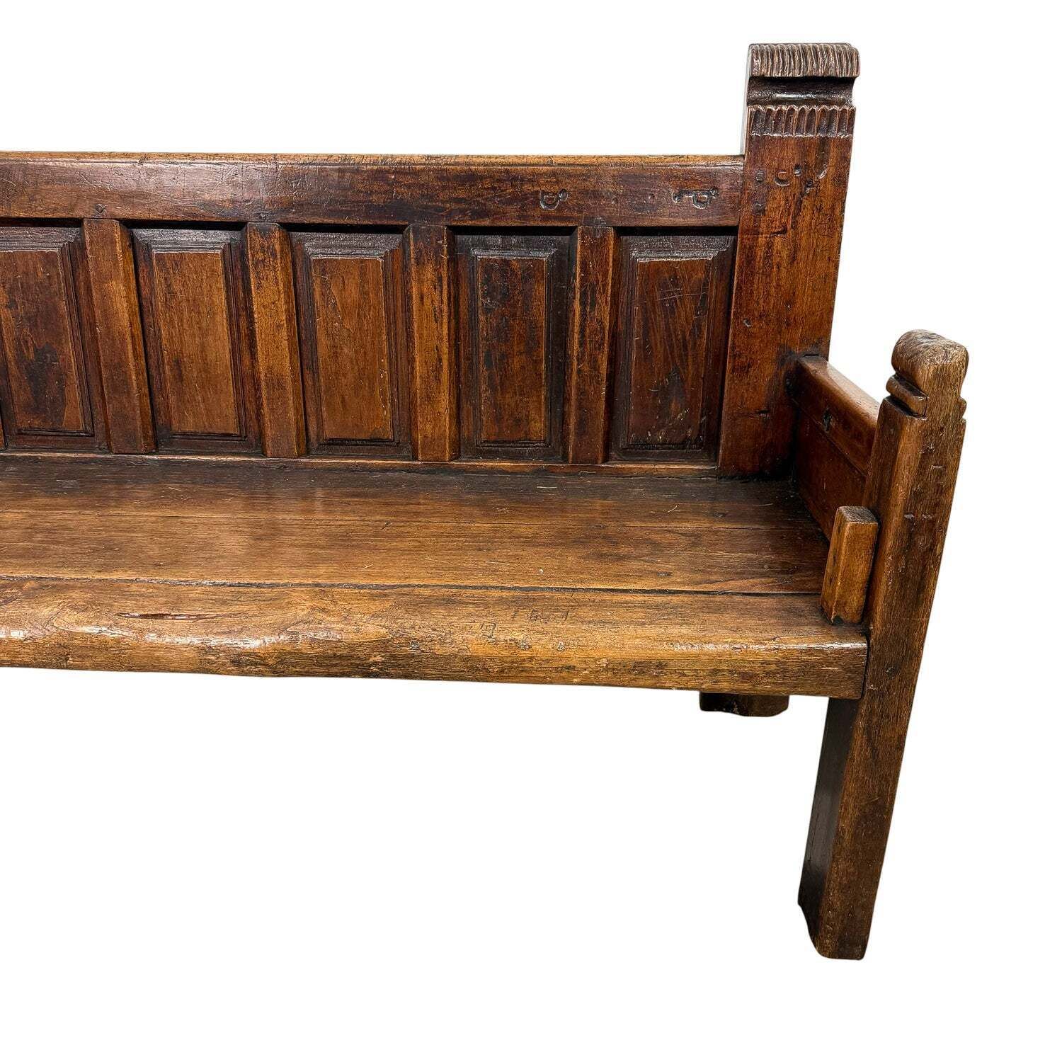 Antiek Traditionele Spaanse Eikenhouten Bank photo 1010.0