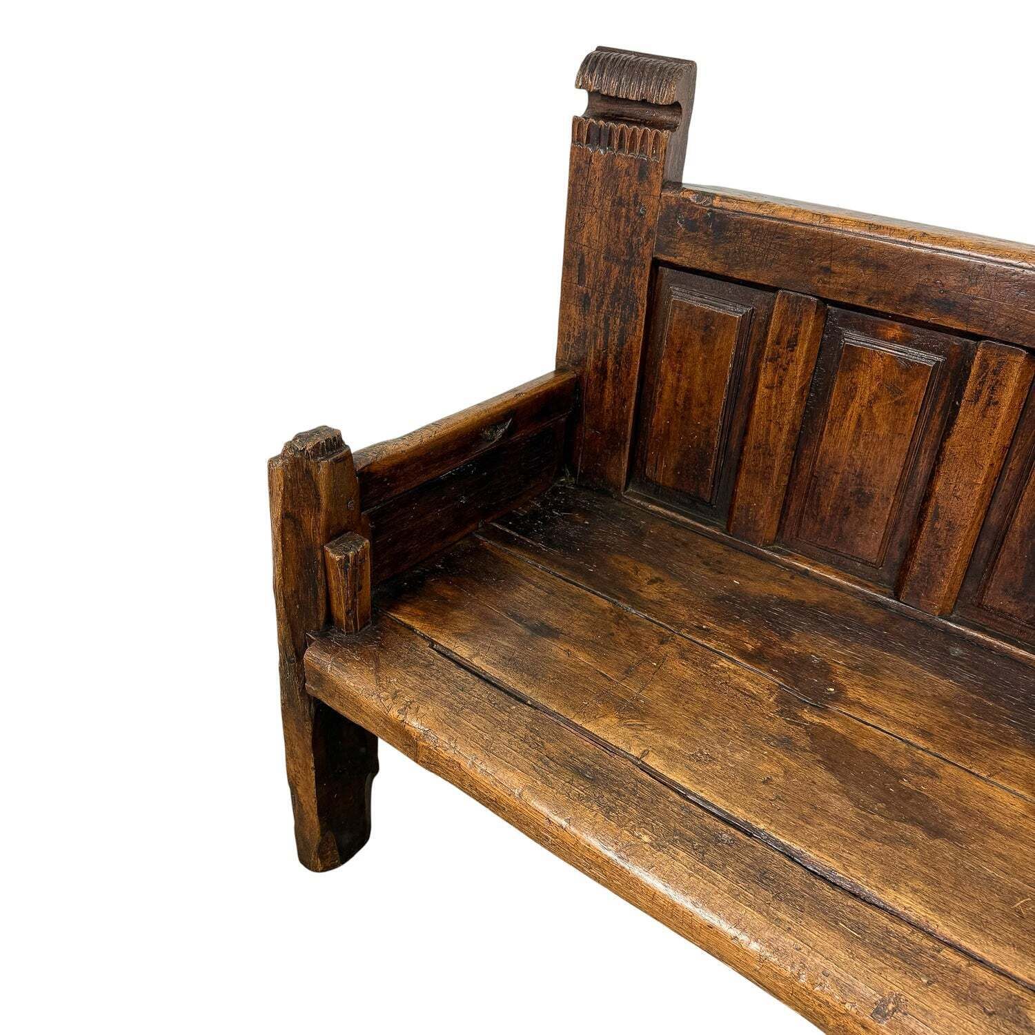 Antiek Traditionele Spaanse Eikenhouten Bank photo buy