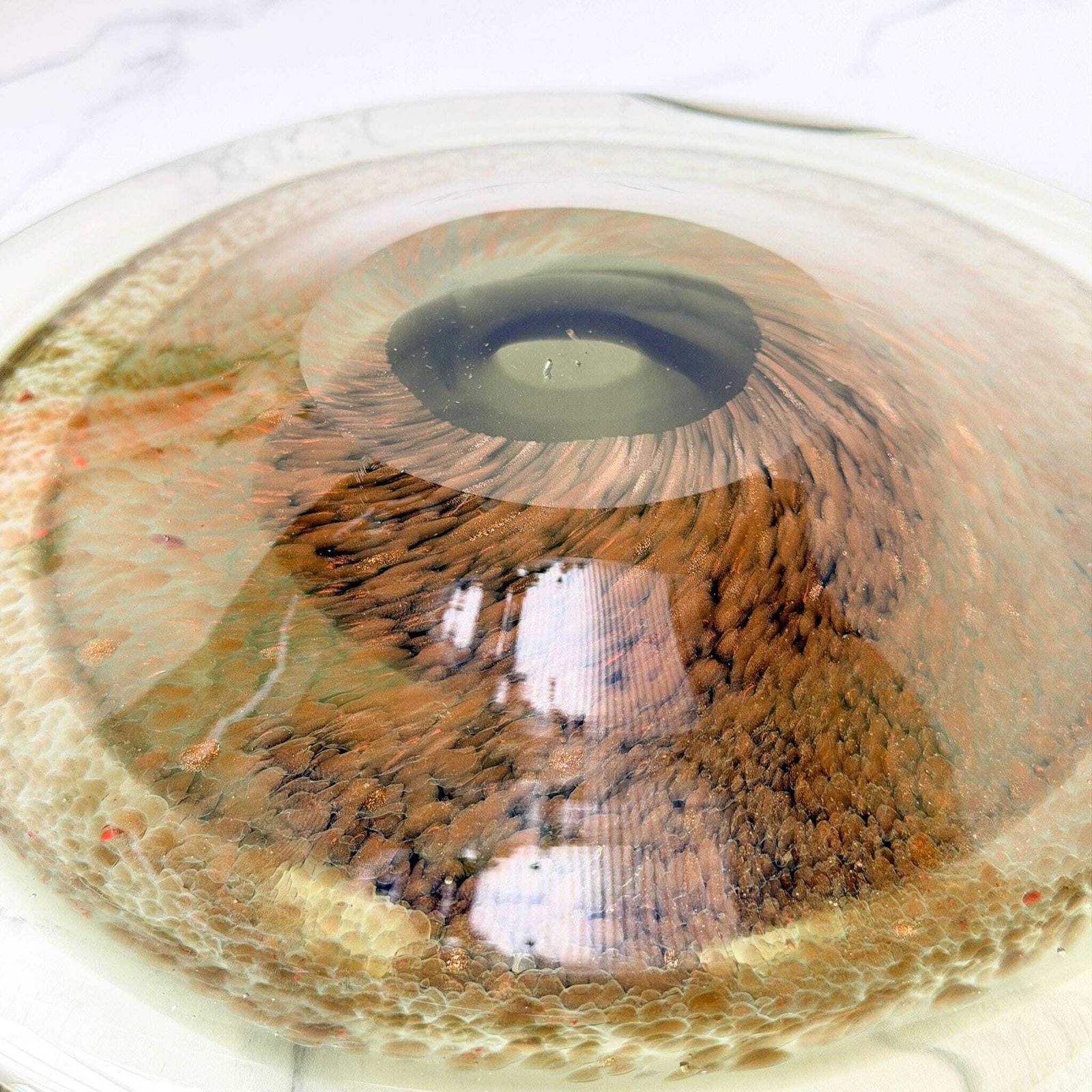 93.0 Murano Formia Style Glass Eye Sculpture Aventurine Lens Mid Century photo