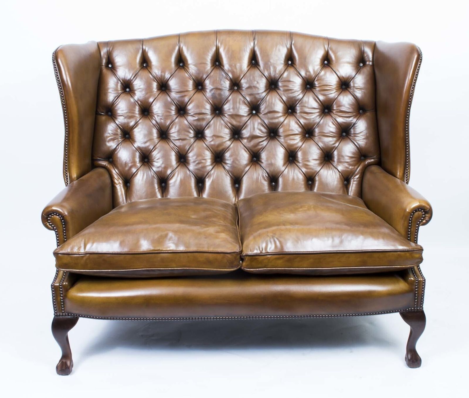 Bespoke English Hand Made 3 X Leather Suite Chippendale photo furniture