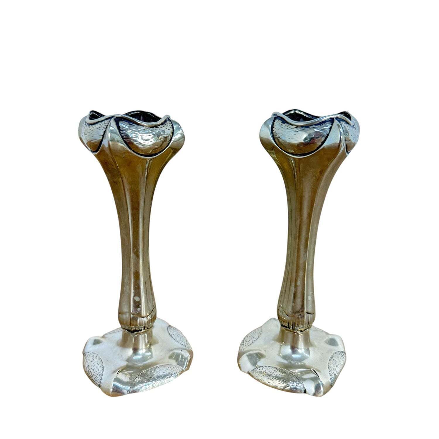 Paar Art Nouveau Verzilverde Knopvaasjes photo furniture