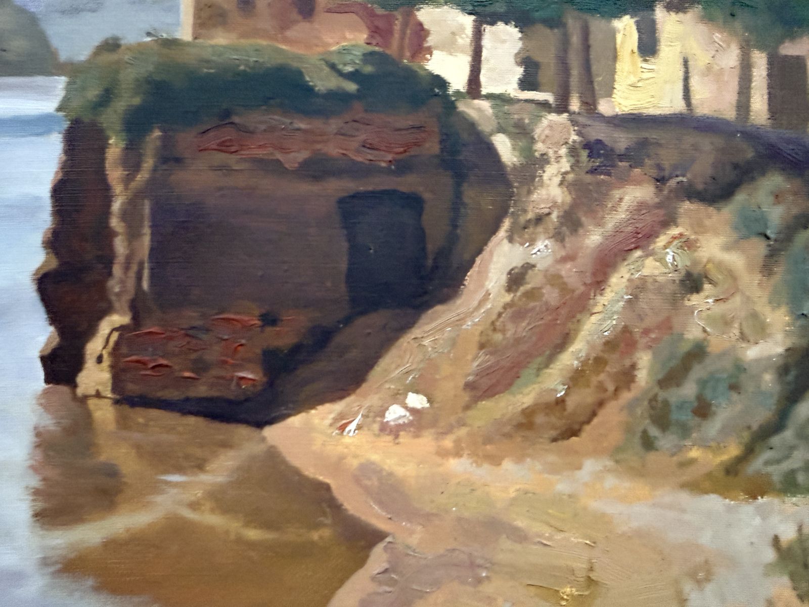 Francesc Galofré Surís – Mediterraan Catalaans dorps- en rivierlandschap, olieverfschilderij 1964 photo for sale
