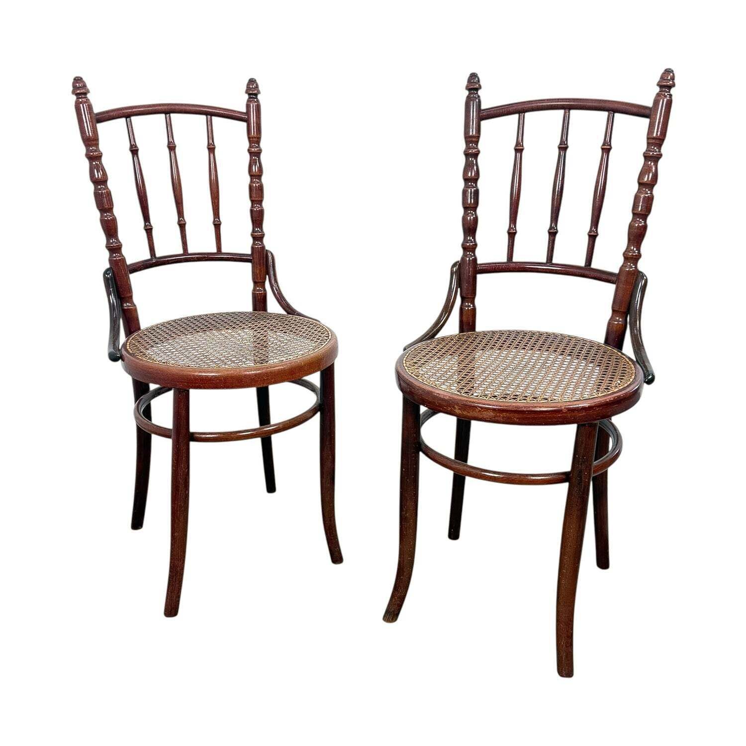 Set Of Two Antique Fischel Bentwood Bistro Chairs Thonet