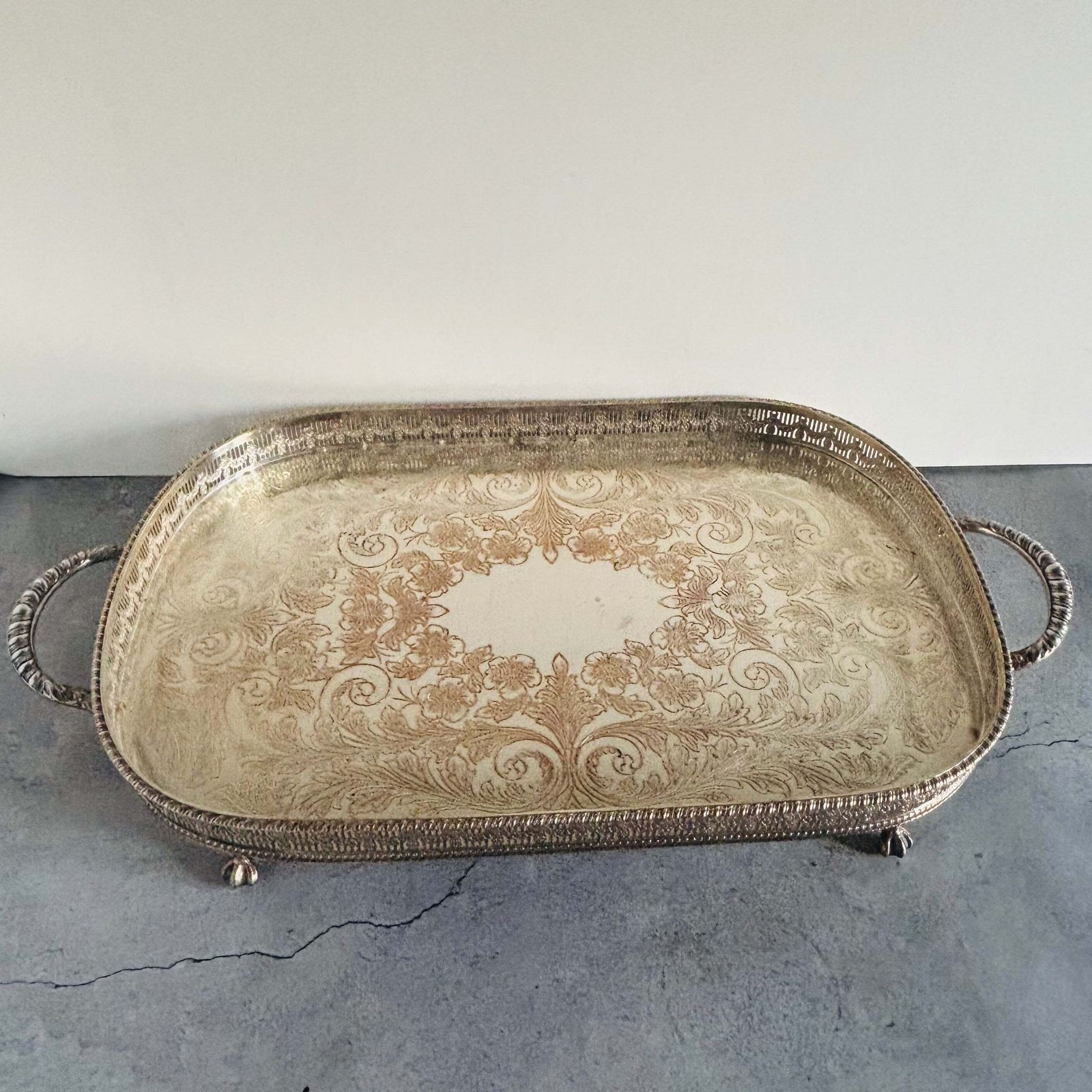 Groot vintage verzilverd dienblad photo furniture