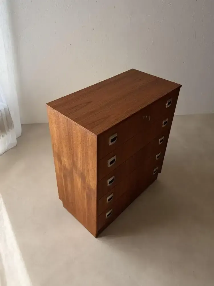 photo furniture Swedish Mid Century Teak Chest Of Drawers, Five Drawers