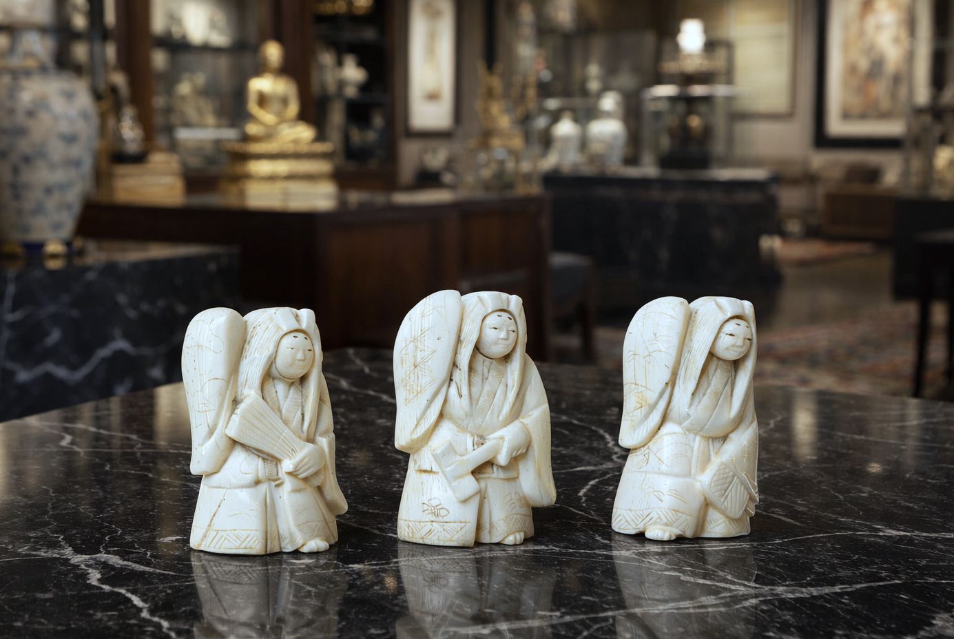 Set Of Three Netsuke Sculptures   Face That Turns   Japan Meiji Period ( 1868 1912 ) photo furniture