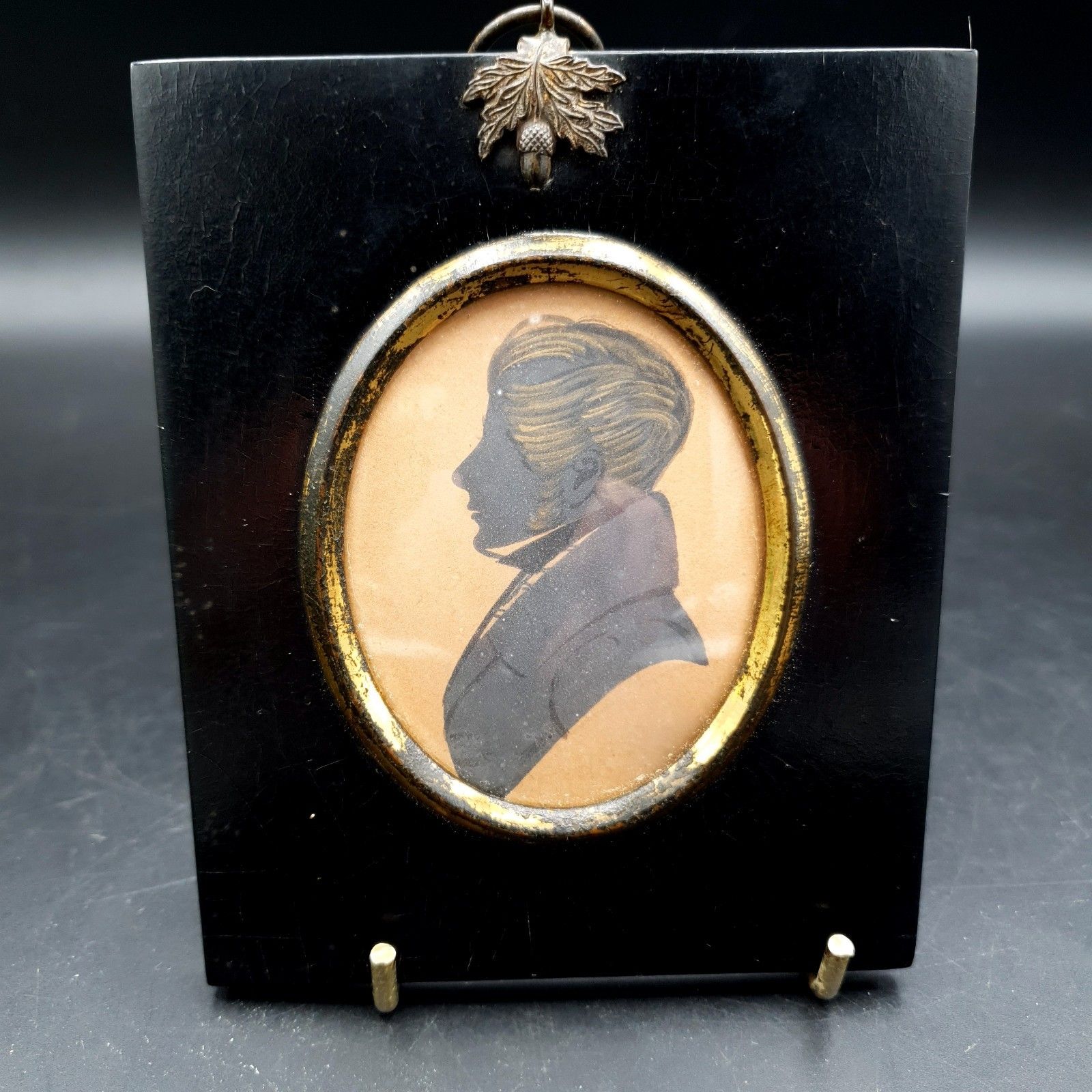 Antique 19th Century Profile Portrait Ink Profile Silhouette Gentlemen Regency