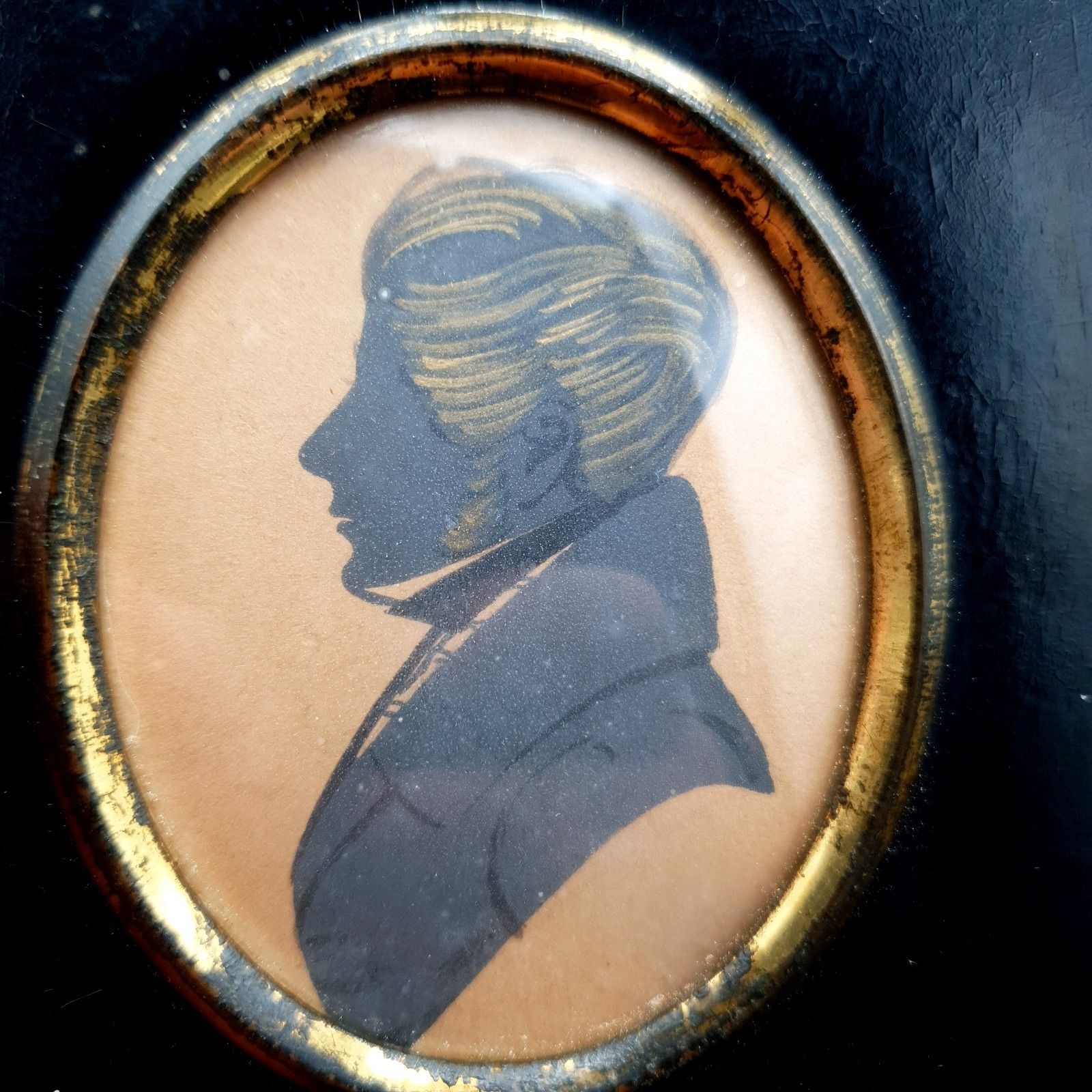 Antiek 19e eeuws profielportret, inkttekening, silhouet van een heer, Regency photo buy