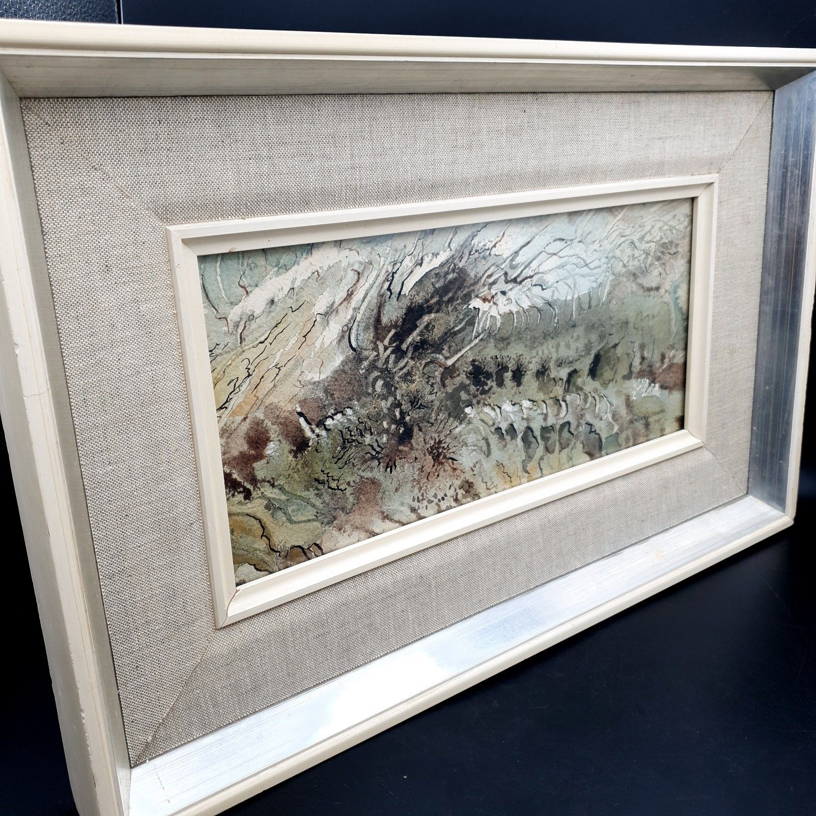 photo furniture Vintage Signed Hervey Adams Abstract Watercolour 1969 Framed L46.8  Xh28.8cm