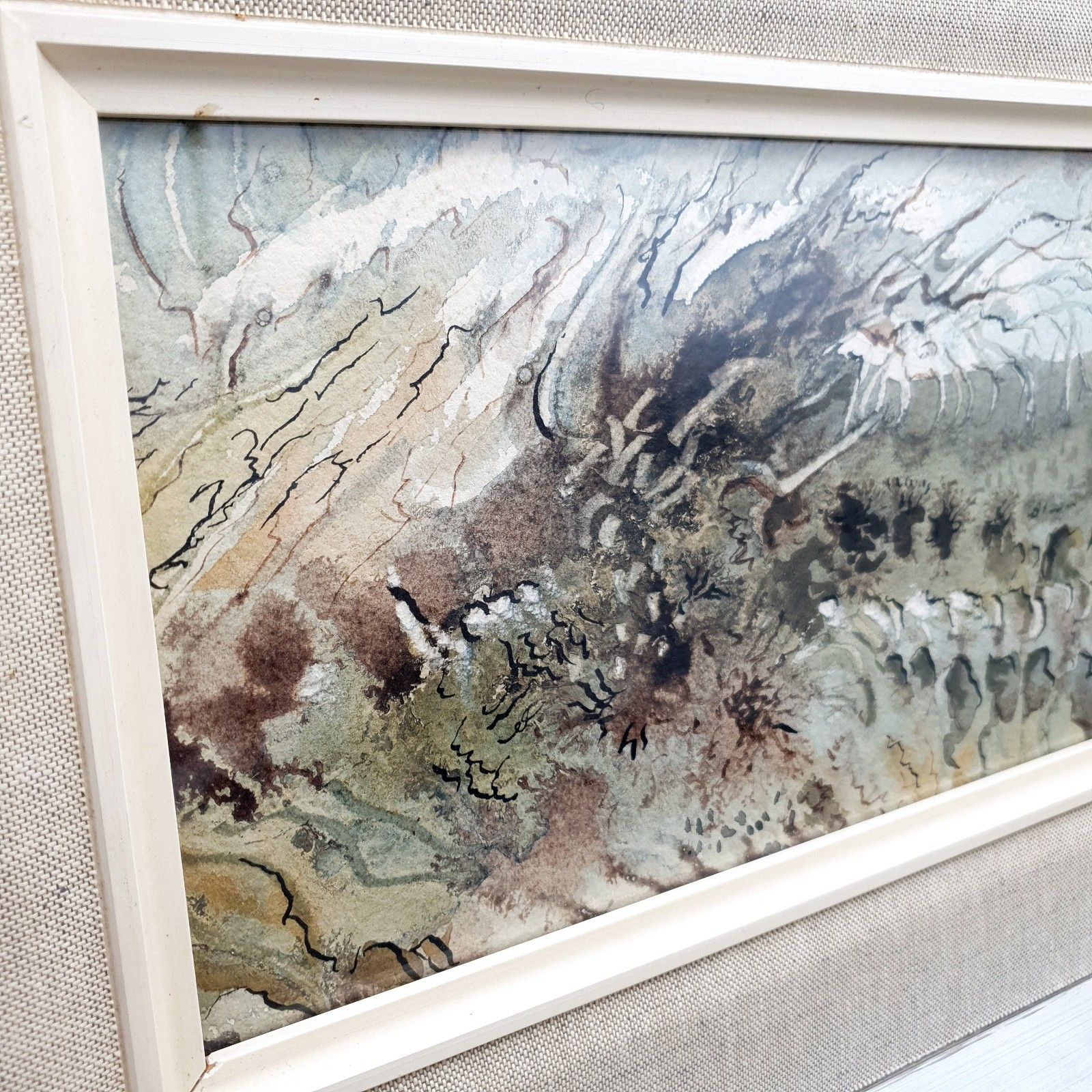photo for sale Vintage Signed Hervey Adams Abstract Watercolour 1969 Framed L46.8  Xh28.8cm