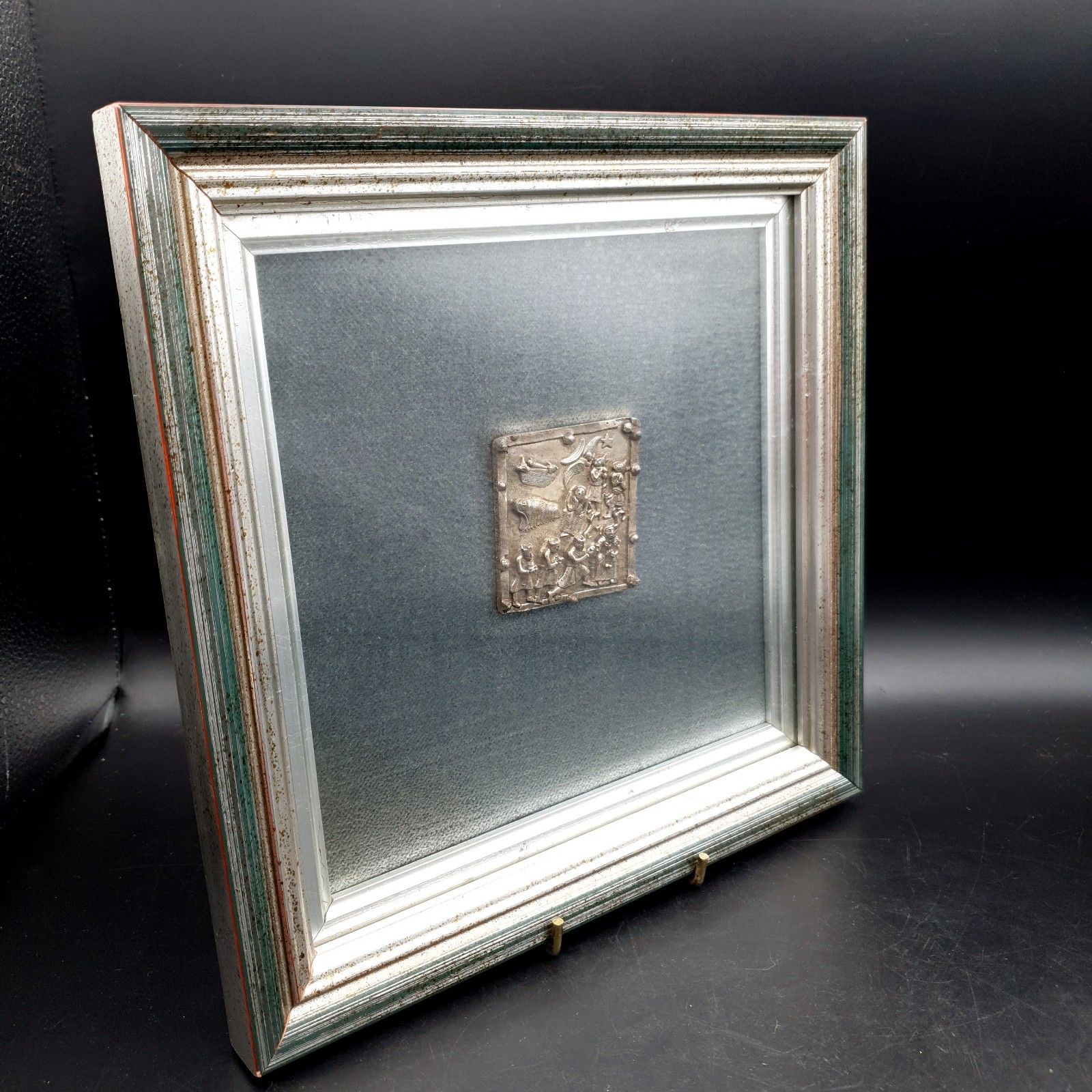 Fidia Gallery 925 Zilveren Plaquette Vlucht naar Egypte Italië Zeldzaam 24.5cm Vierkant Ca. 1990s
