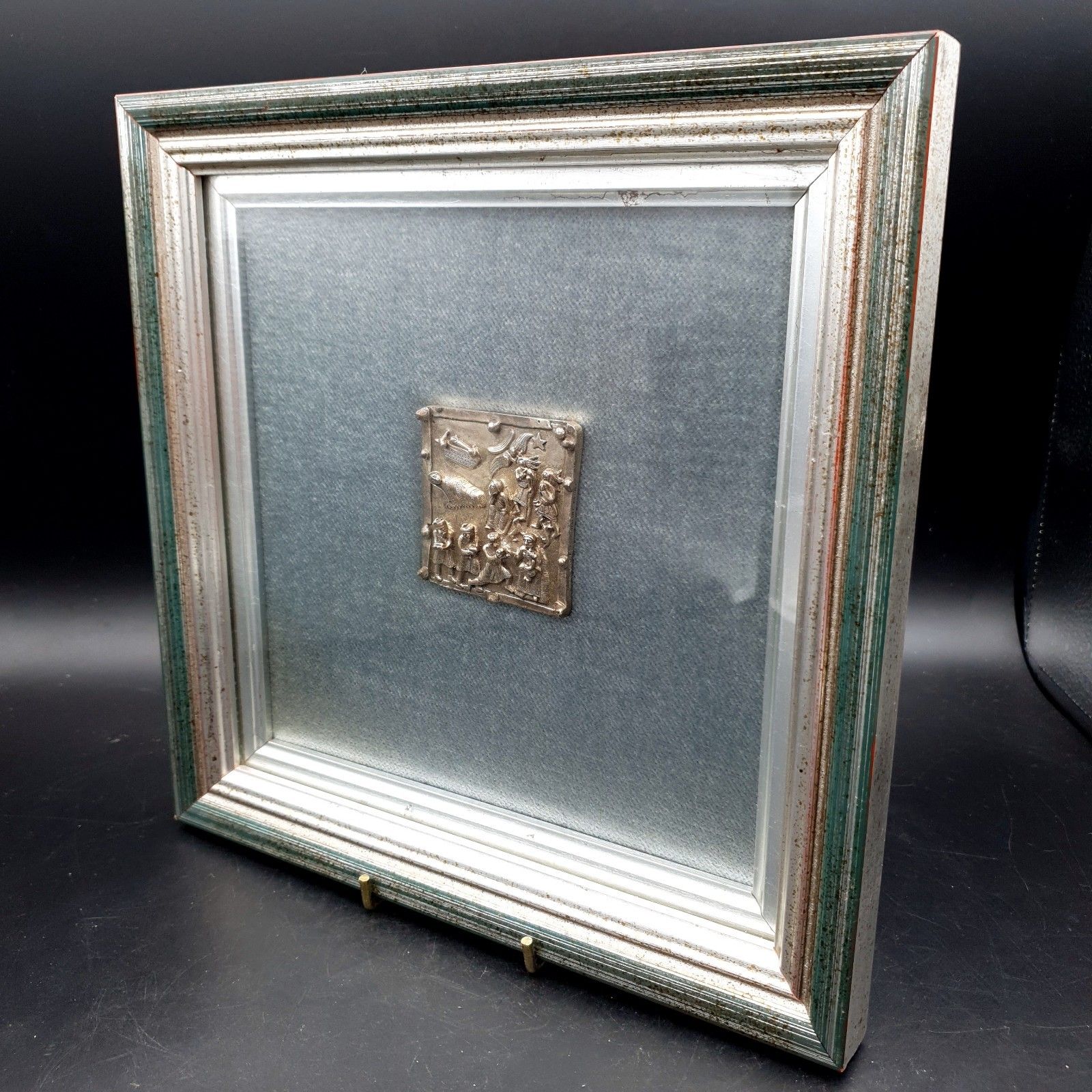 Fidia Gallery 925 Zilveren Plaquette Vlucht naar Egypte Italië Zeldzaam 24.5cm Vierkant Ca. 1990s photo for sale