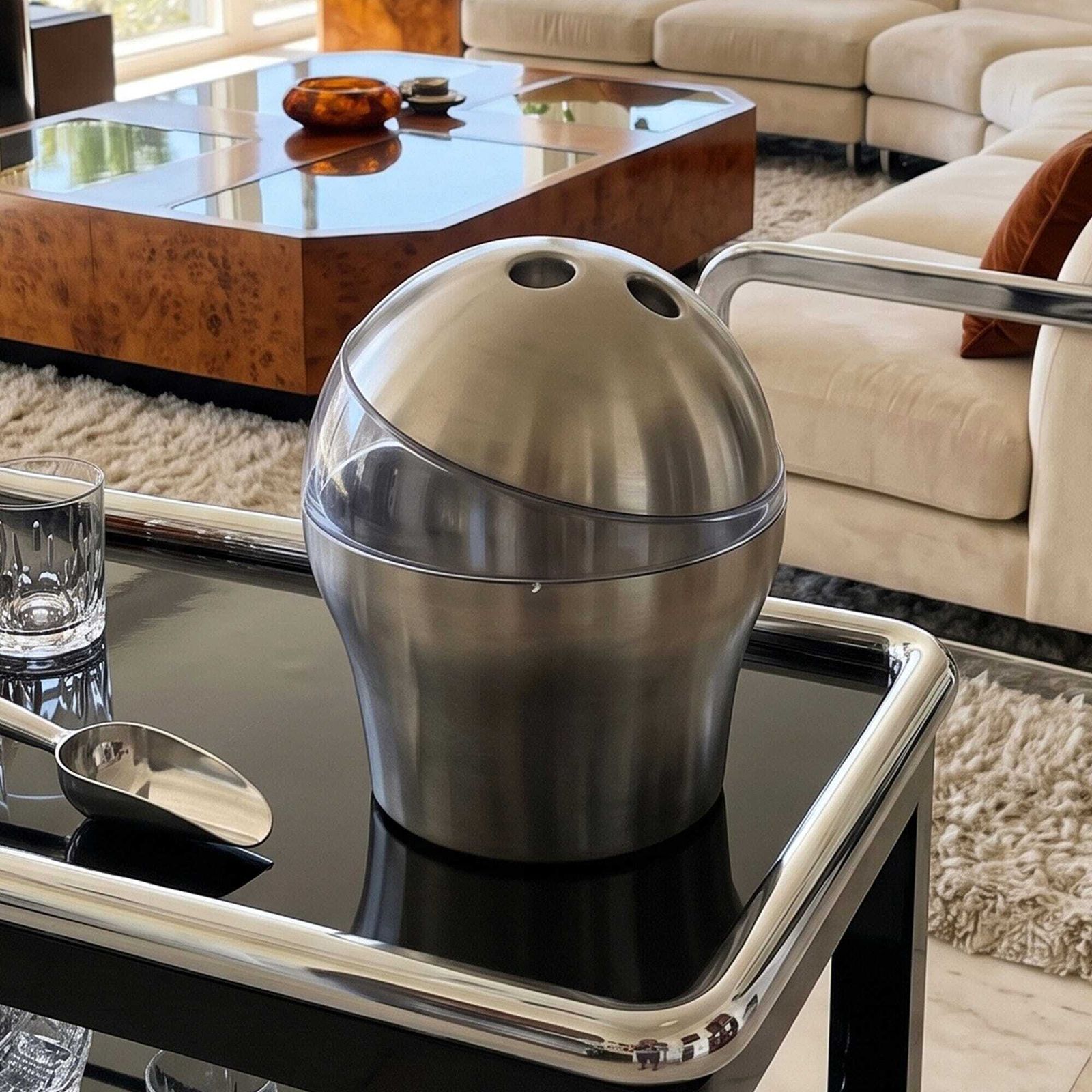1970s Space Age "Bowling Ball" Ice Bucket By Wmf. Made In Germany photo for sale