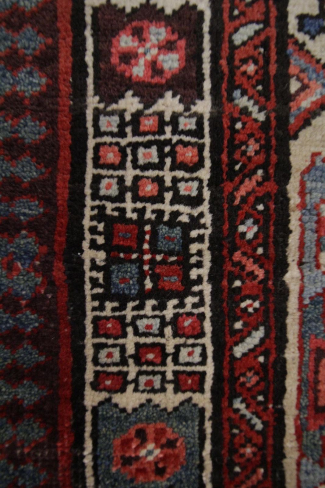 Handmade Antique Caucasian Rug, Oriental Deep Red And Beige Wool Rug For Bedroom photo vintage