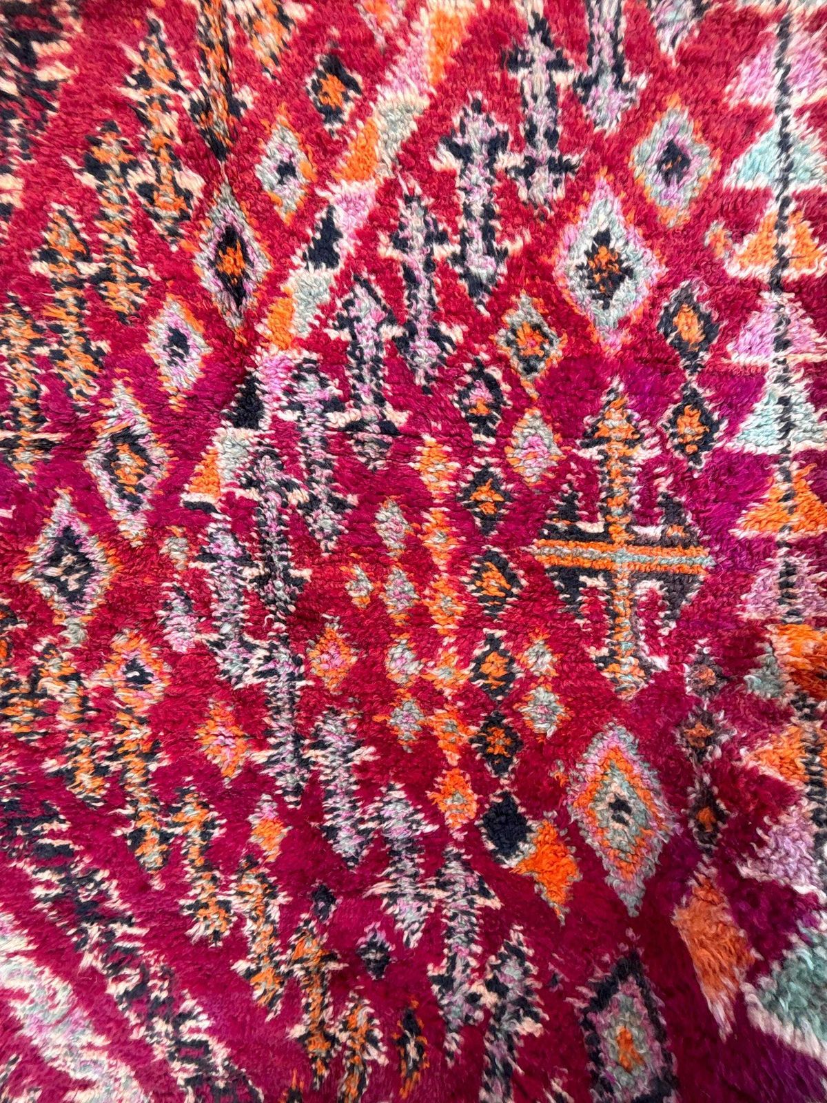 Authentic Moroccan Vintage Boujad Berber Wool Rug 210x370 Cm  Handwoven Geometric Boho Area Carpet   Tribal Wool Rug , Moroccan Color Rug photo vinterior