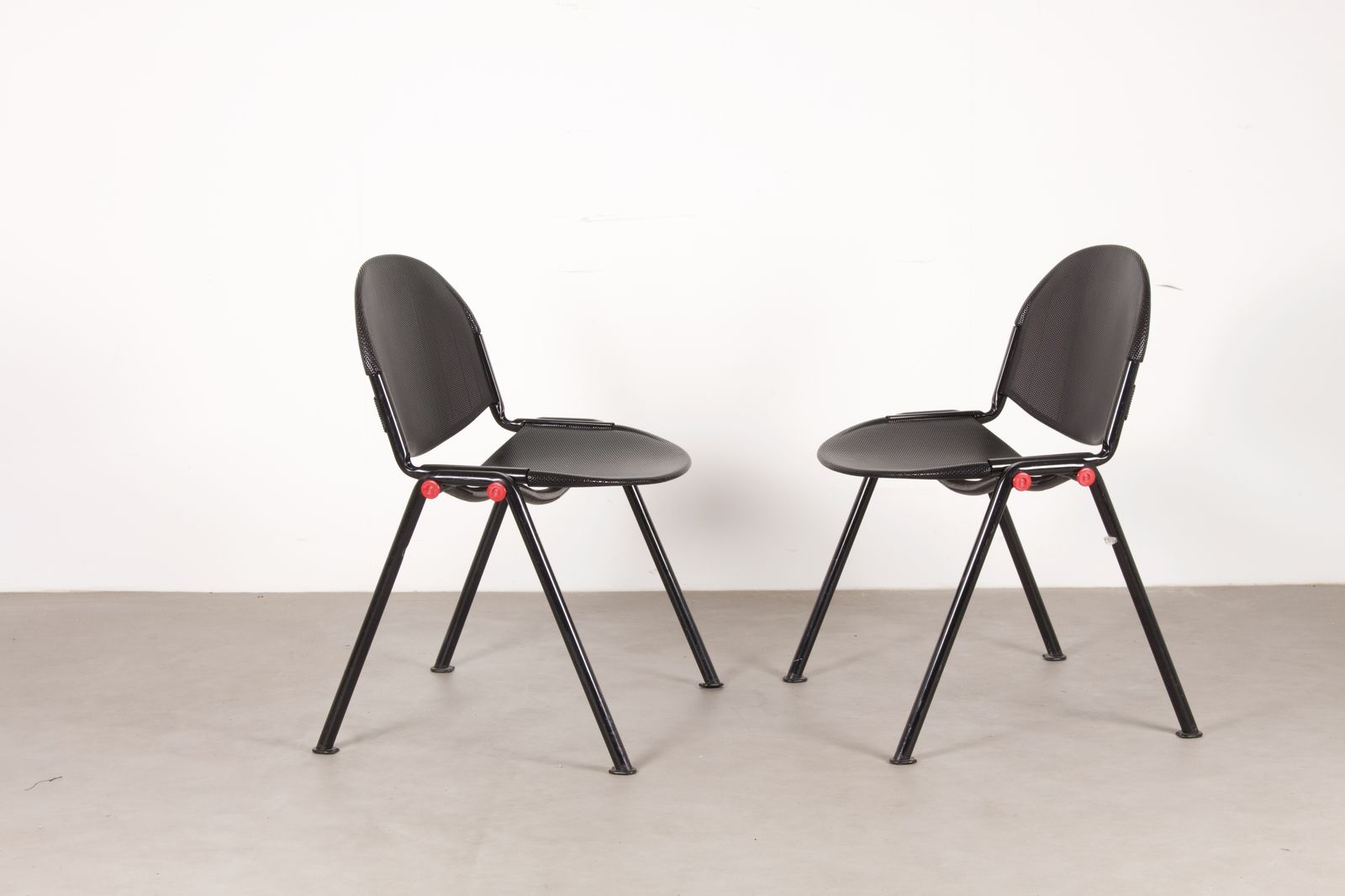 Pair Of Italian Modulamm Black Metal Stacking Chairs By Lamm Parma, 1970s photo Furniture