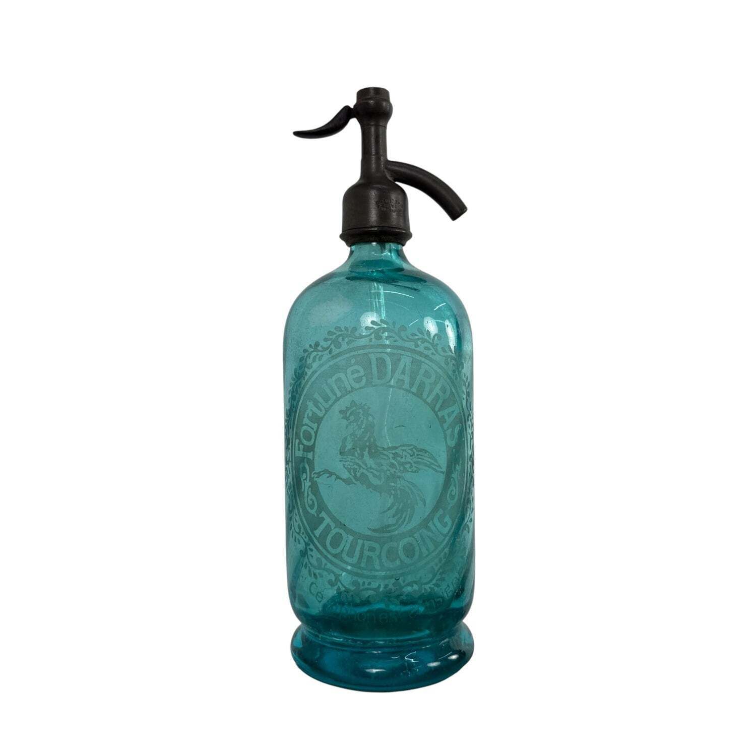 Antique French Blue Seltzer Bottle 'Fortune Darras' Tourcoing