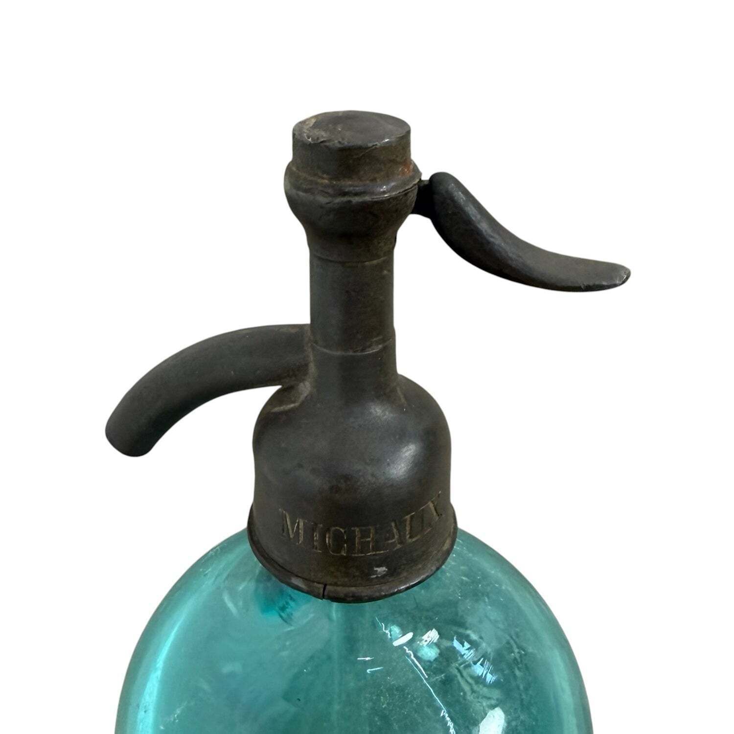 Antieke Franse blauwe seltzerfles 'Fortune Darras' Tourcoing photo 101.0