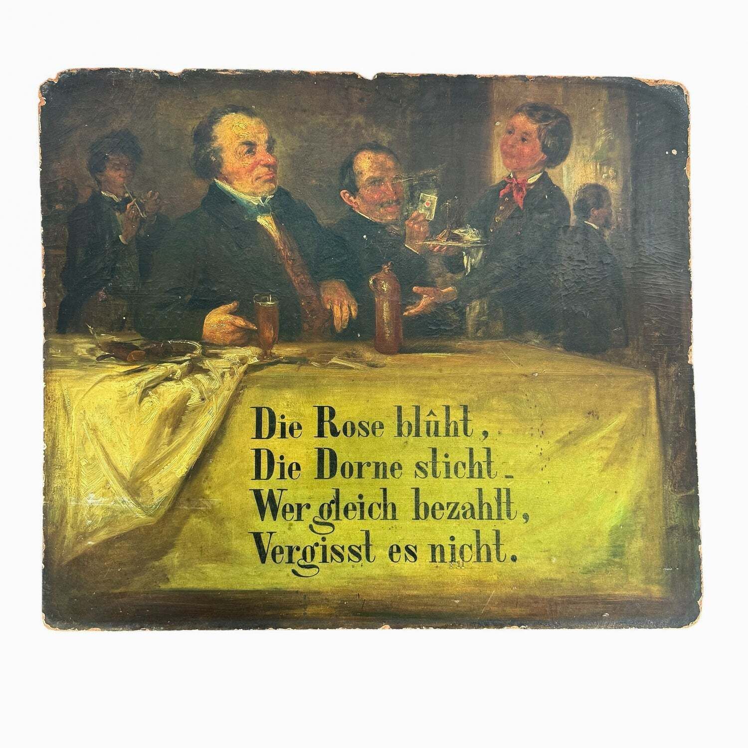 Antiek Duits-Frans caféschild – Die Rose Blüht