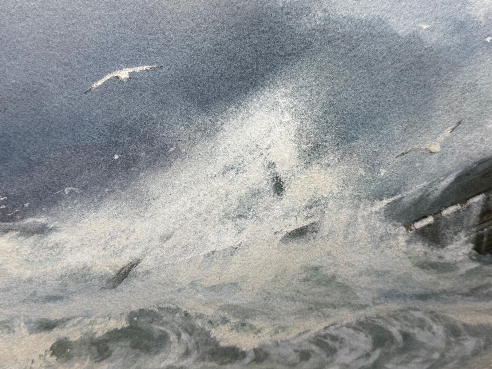 photo for sale Groot Dramatisch Marineschillerij Scheepswrak Hoog Tij bij Trebarwith Strand Cornish Kust door Charles Sim Mottram Rba