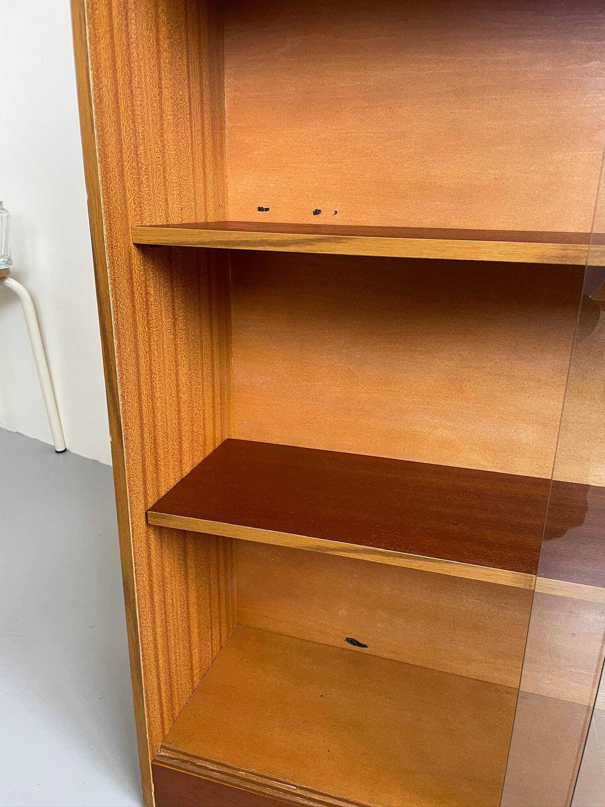 photo furniture Mid Century Slim Vintage Paperback Bookcase Cabinet Glass Sliding Doors