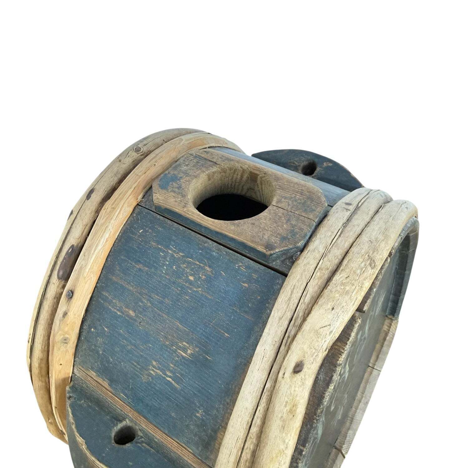 Antieke Zweedse houten veldfles, gedateerd 1847 photo Woonaccessoires