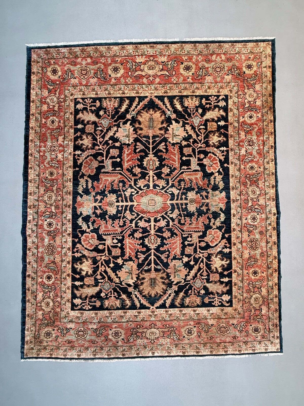 Fijn Afghaans Wollen Ziegler Vloerkleed 246x306 cm Chobi Rood, Beige Zwart, Groot