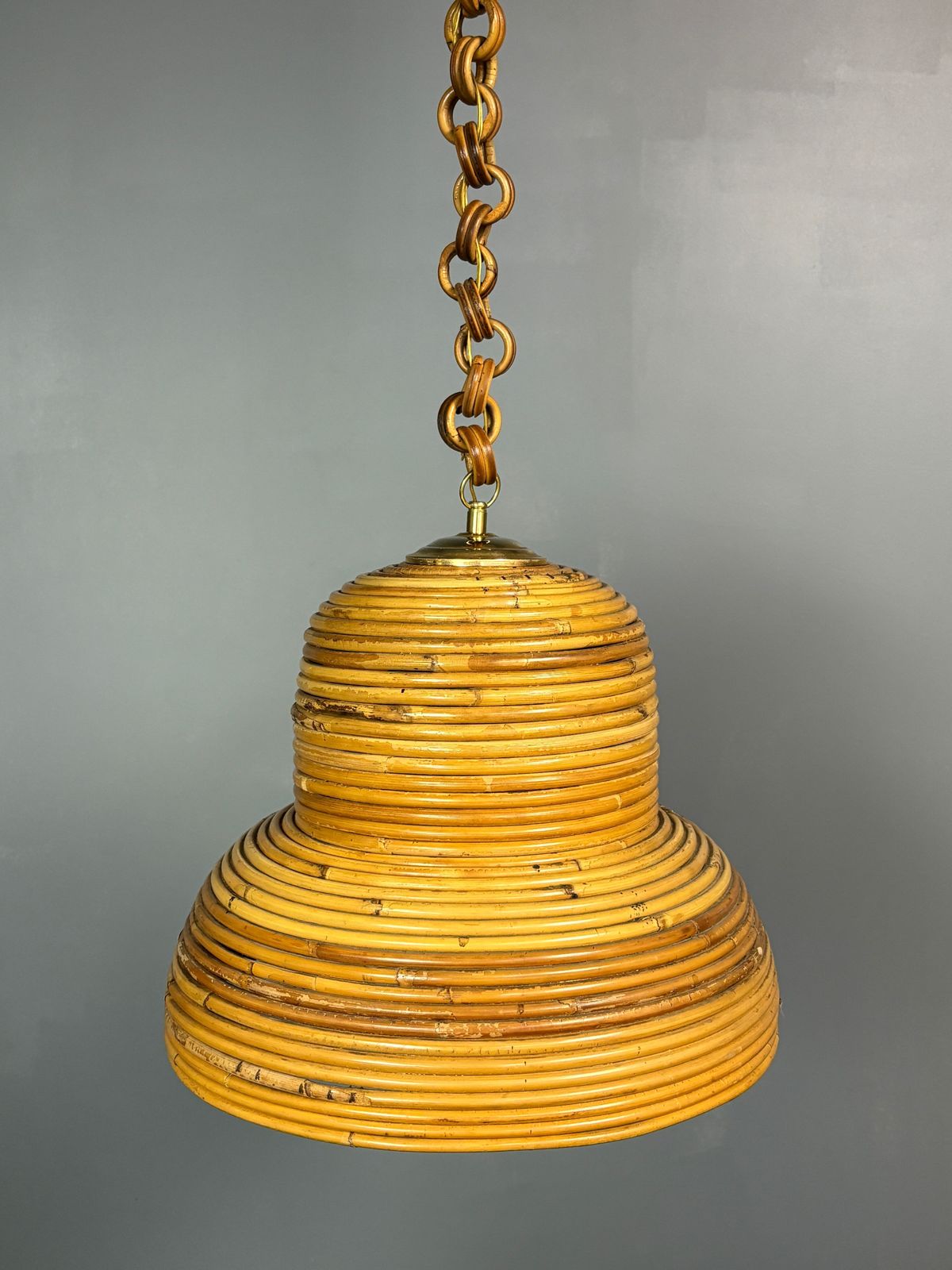 photo vinterior Suspension mid-century italienne en rotin et laiton