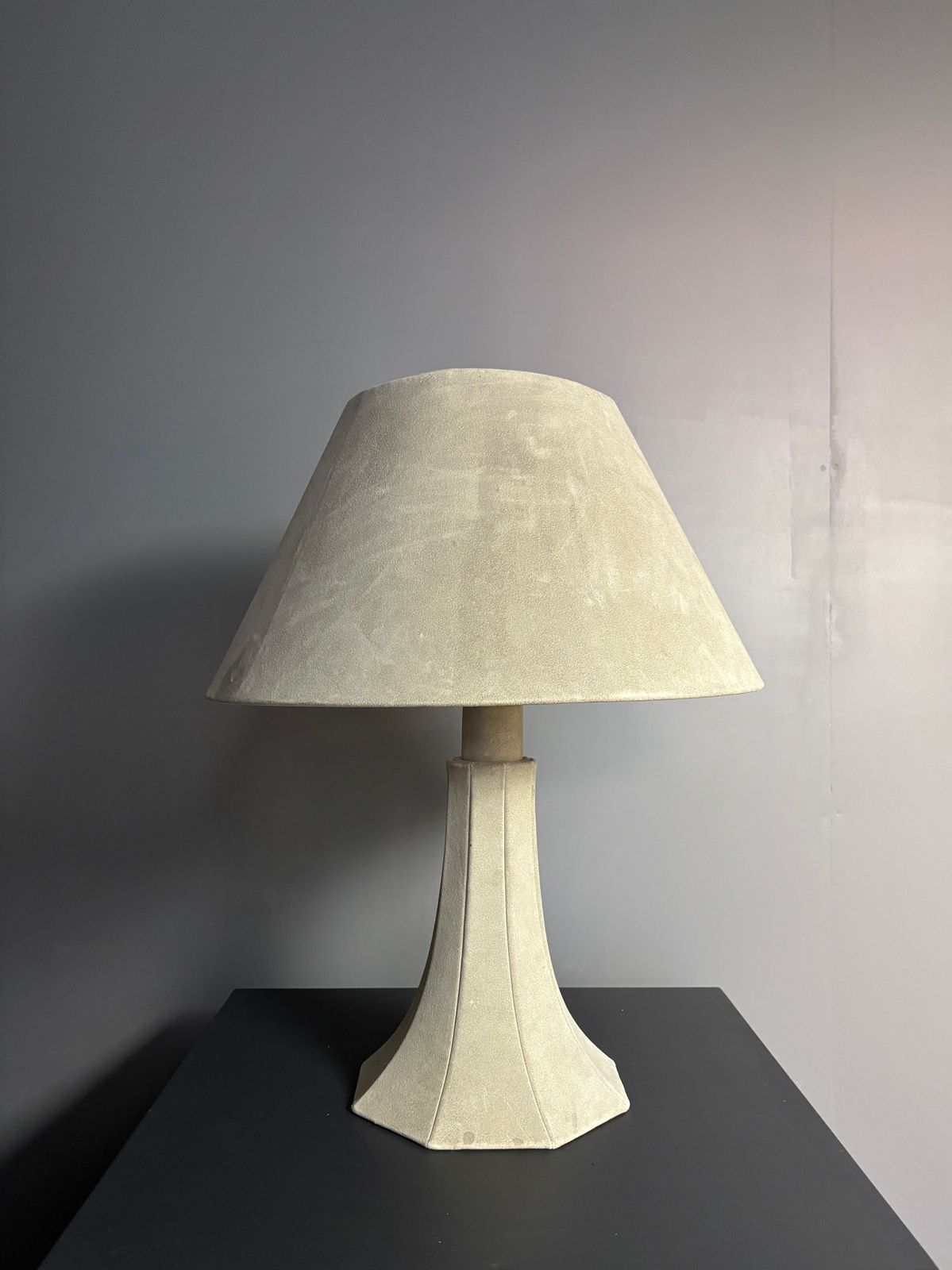 Midcentury Suede Leather Large Mushroom Table Lamp 1960s 1970s photo 495.0