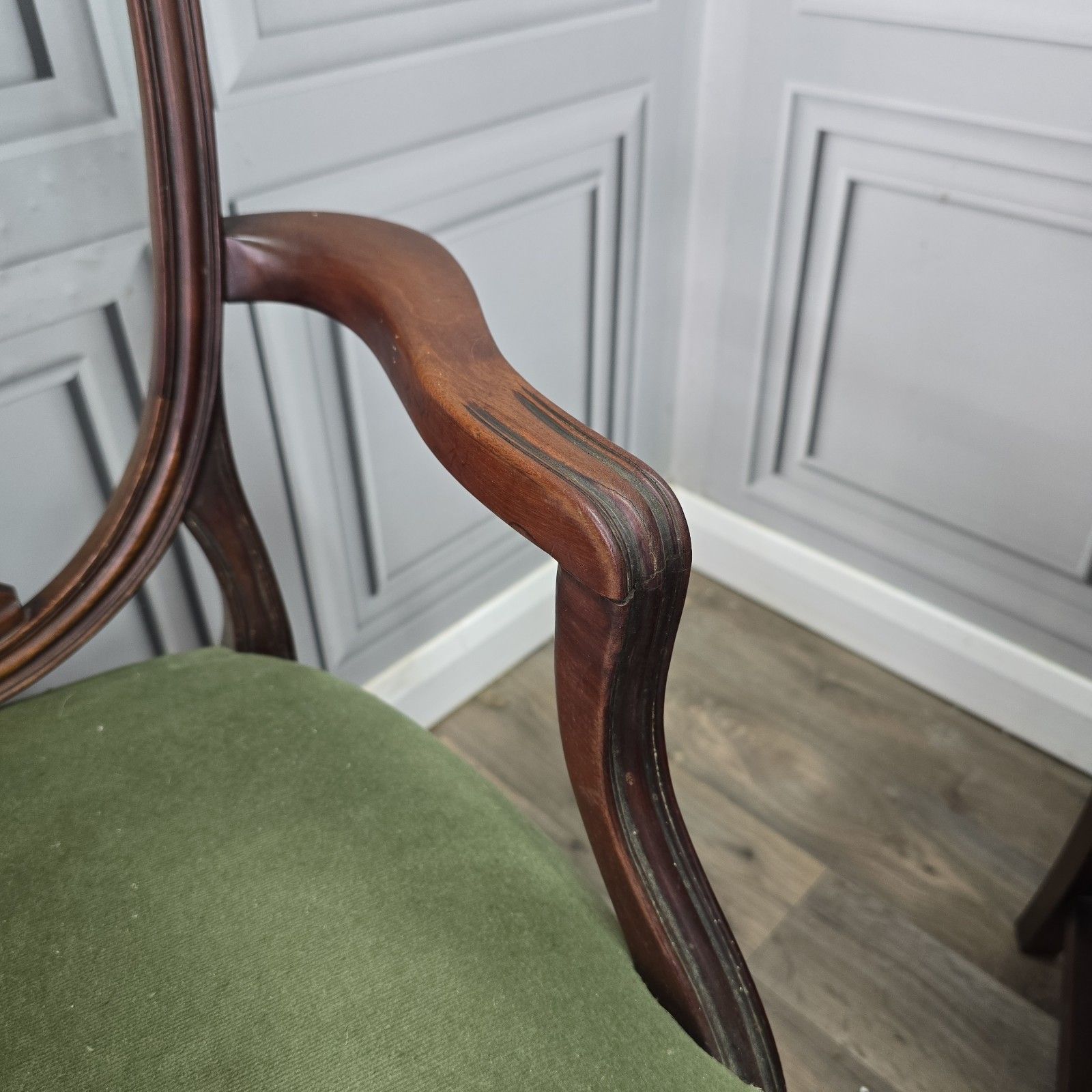 470.0 Antique Dining Chairs Set Of 6 Hepplewhite Style Mahogany Shield Back Seats photo