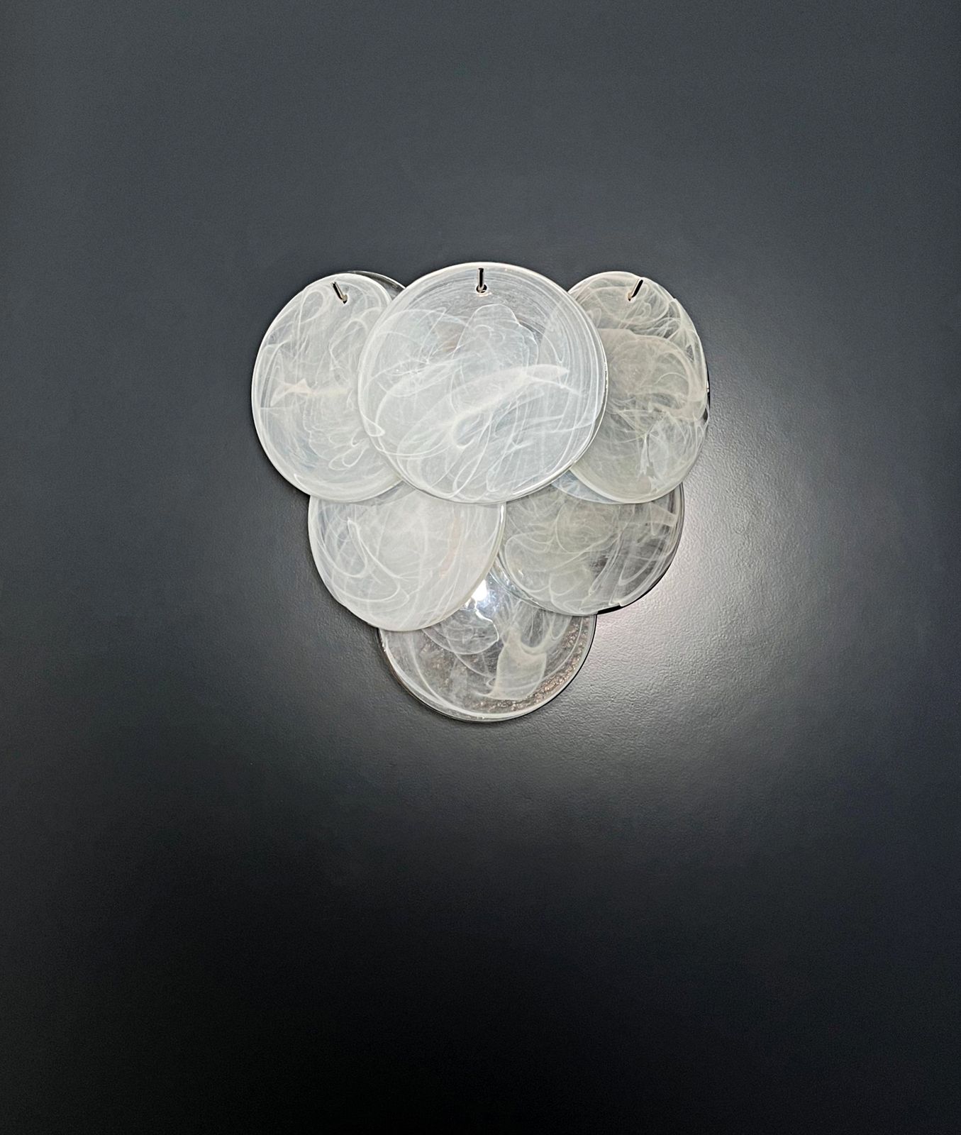 Pair Of Glass Wall Sconces   6 Alabaster White Disks