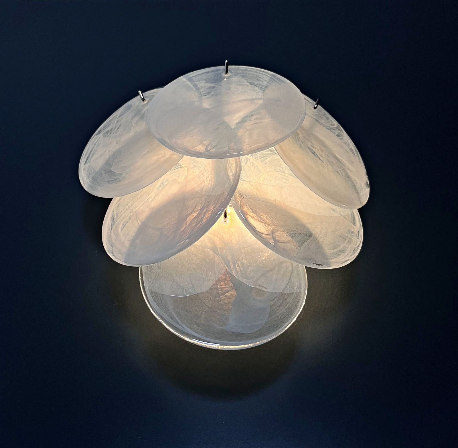 photo vinterior Pair Of Glass Wall Sconces   6 Alabaster White Disks