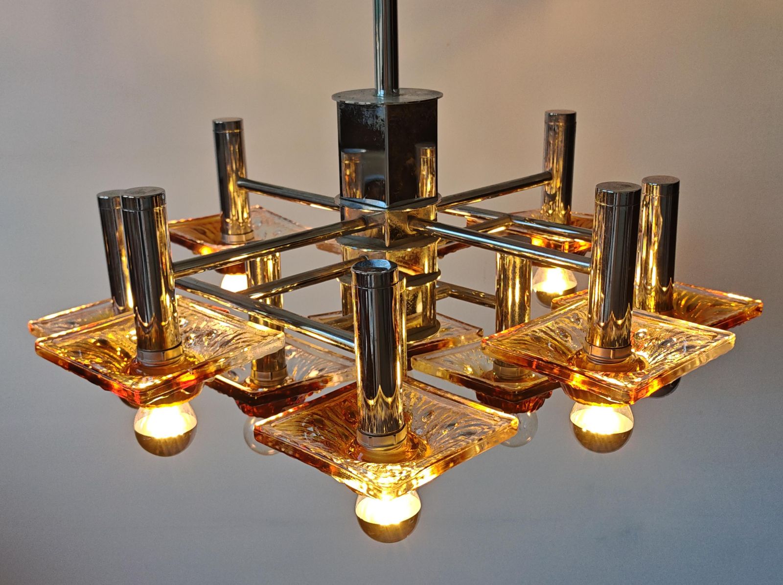photo for sale 12 Lights Chandelier In Textured Murano Glass By Carlo Nason For Av Mazzega
