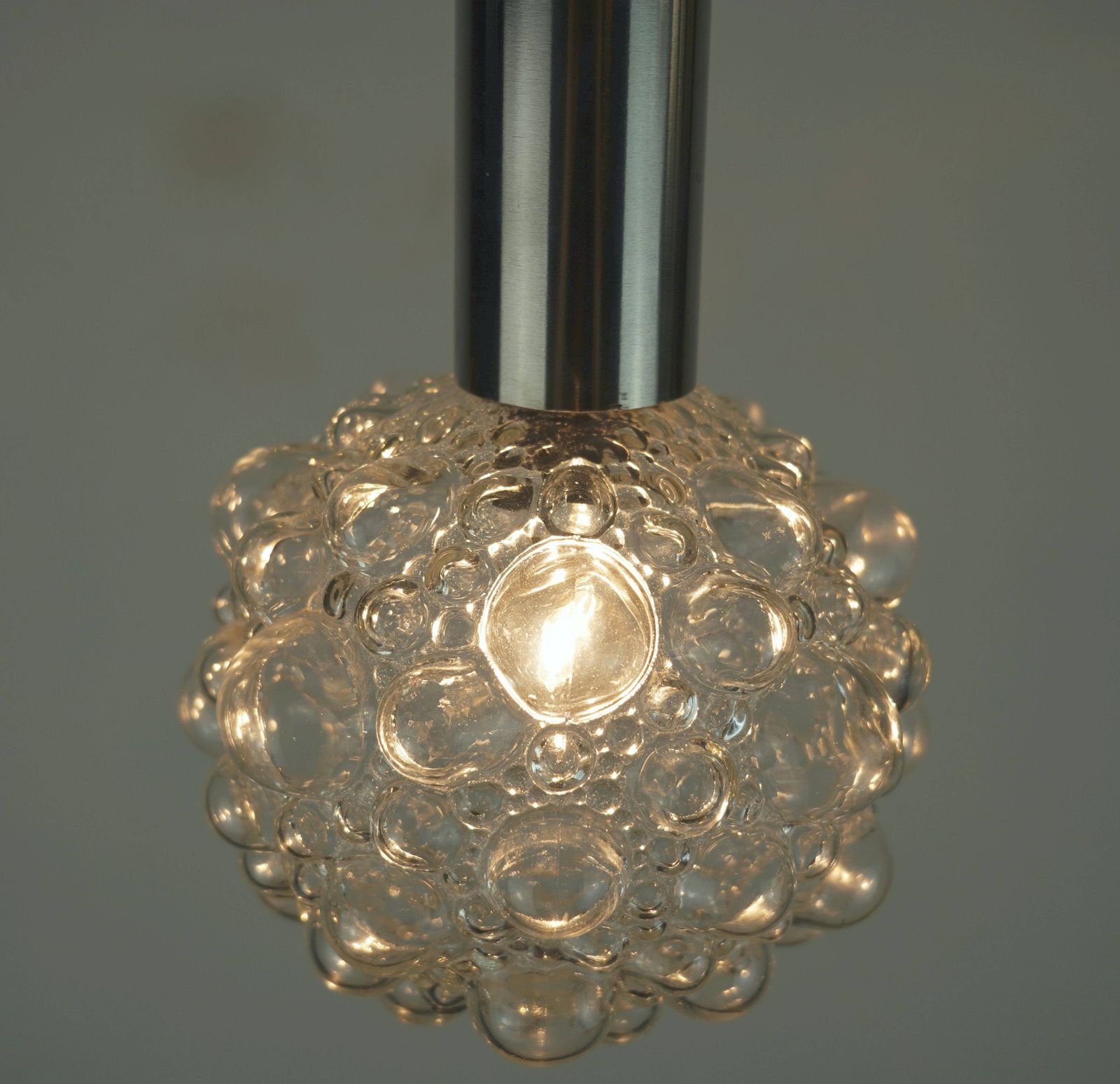 photo for sale Kleine Mid-Century Bubble Hanglamp Helder Glas   2 Beschikbaar