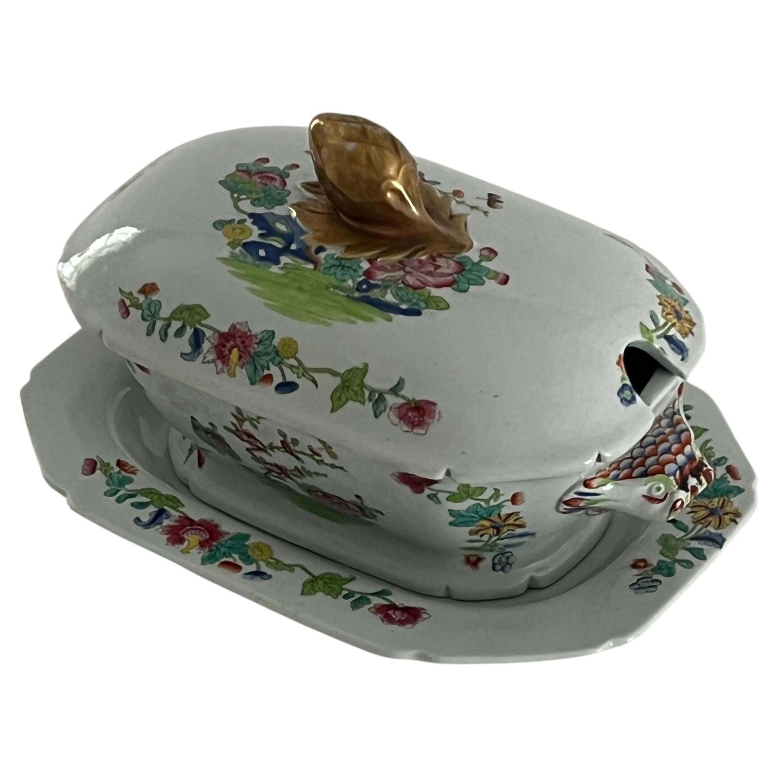 Georgische Spode Sauskom, Deksel en Onderschotel, Willis Patroon 2148, ca. 1810 photo furniture