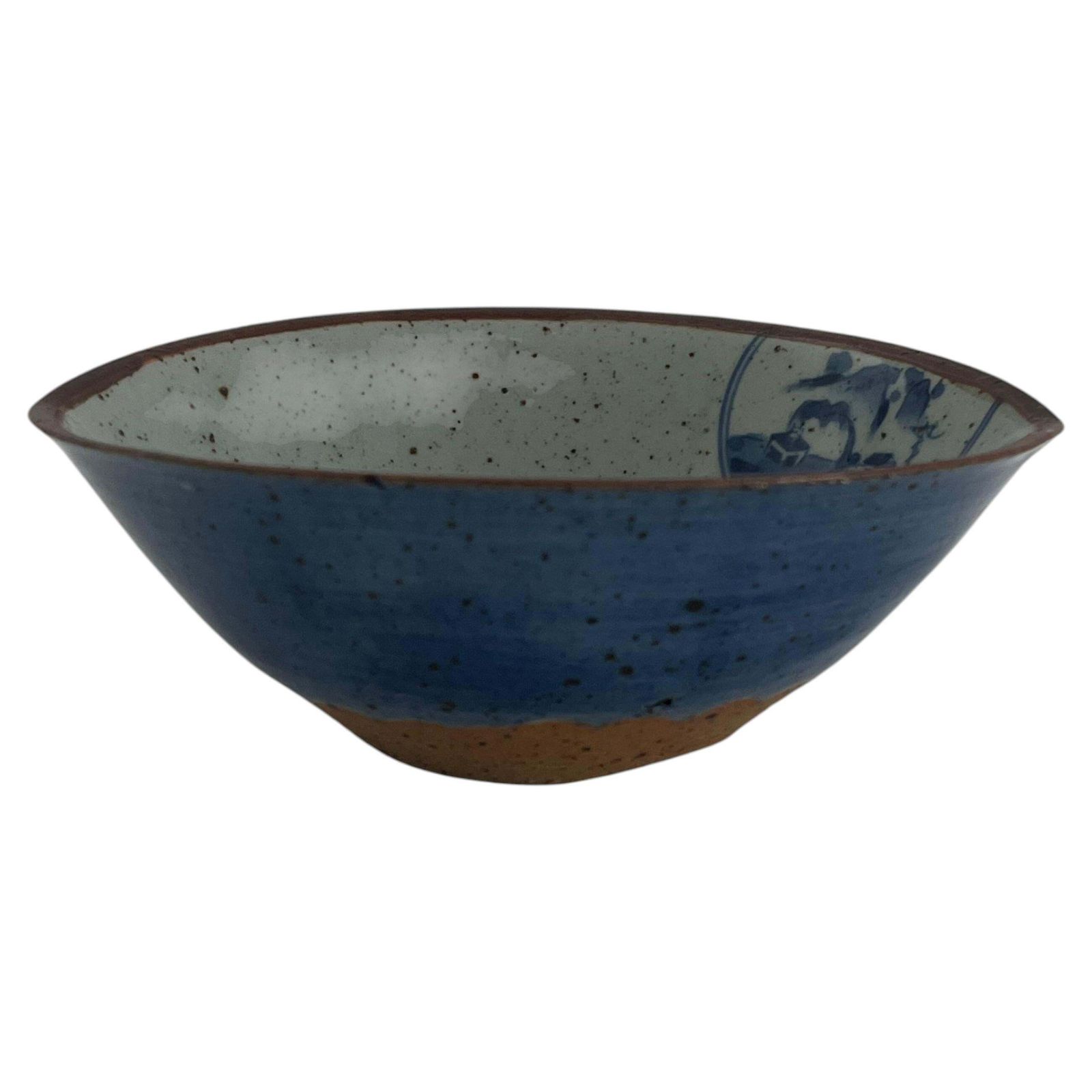 Met de hand beschilderde Japanse stoneware schaal van Morioka Kasho III, ca. 1970