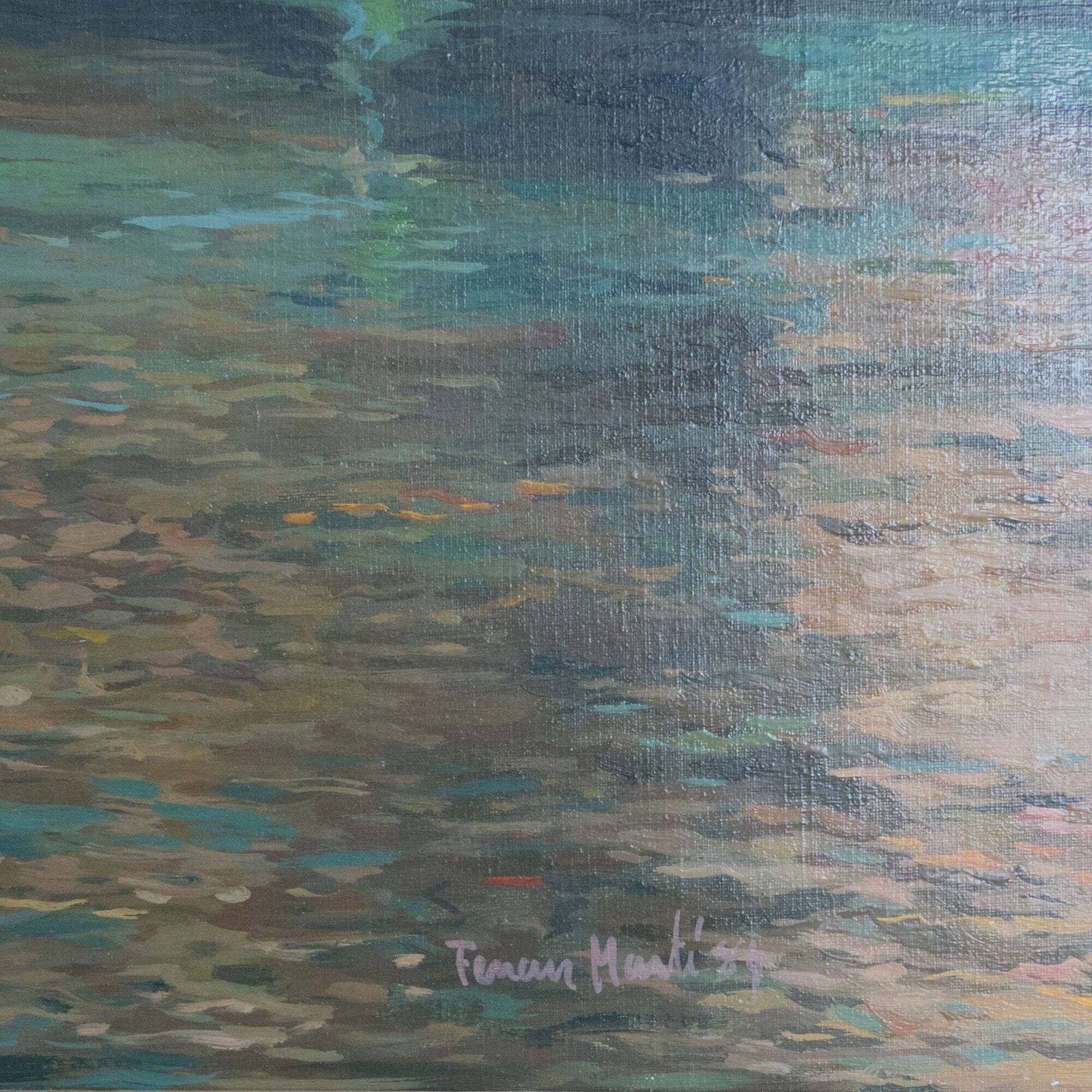 Rocky Coastline & Shimmering Water – Ferran Martí, Oil On Canvas photo Art